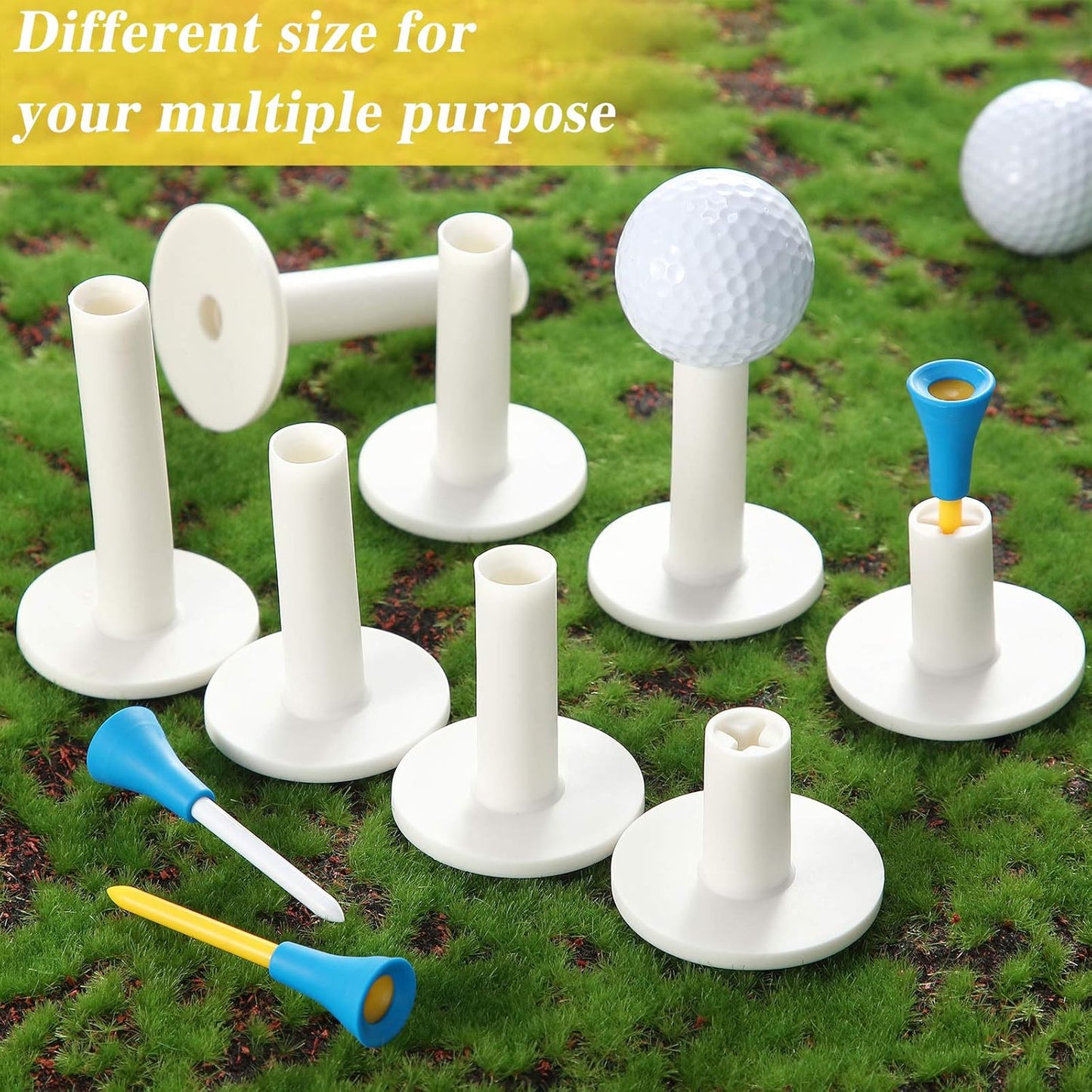 12 Pieces Golf Range Tees Set Rubber Golf Tees for Mats Driving Range 6 Pieces for Practice Mat Mixed Size