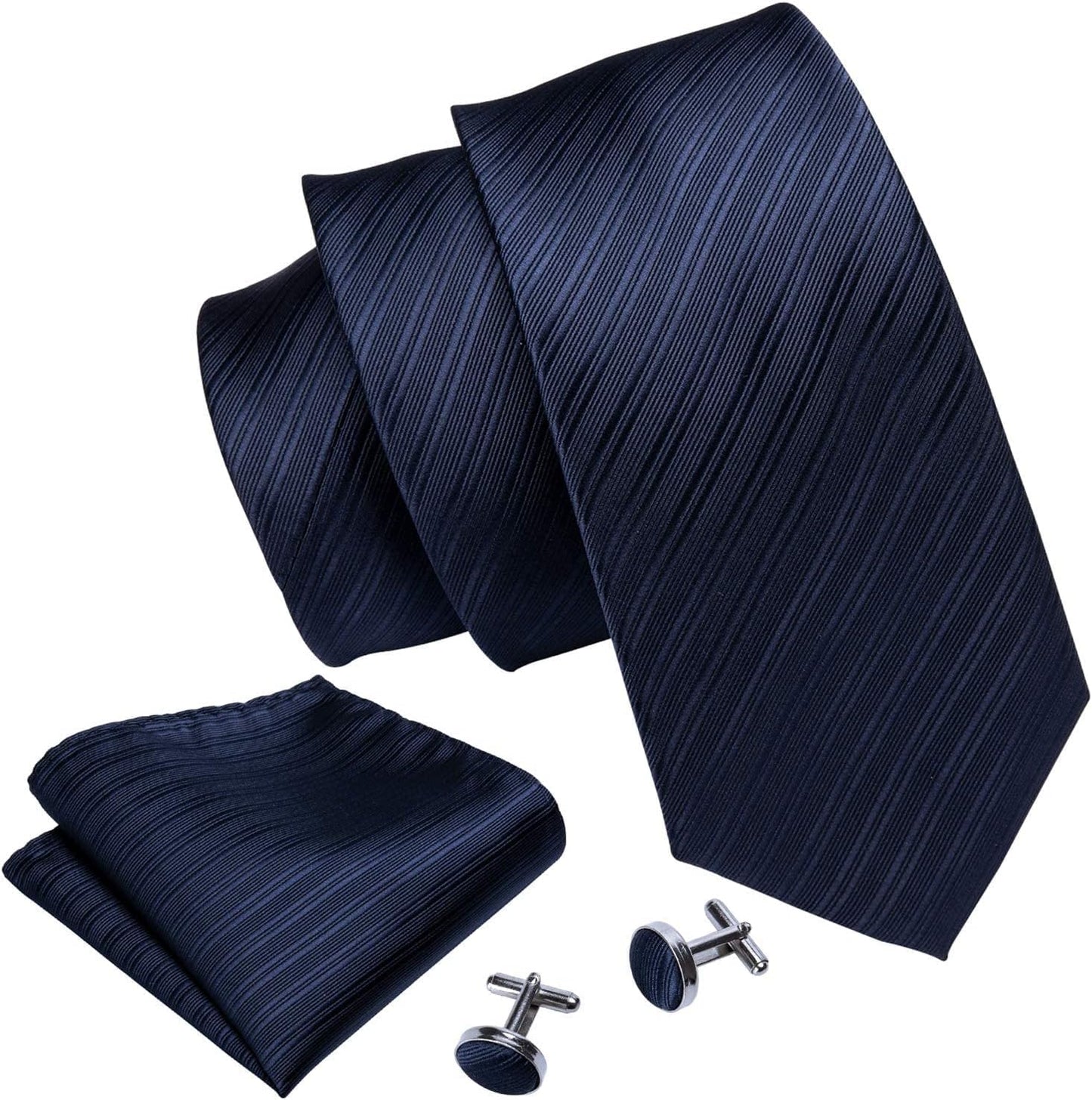 Barry.Wang Designer Classic Ties for Men Set Formal Pocket Square Cufflink Check Plaid