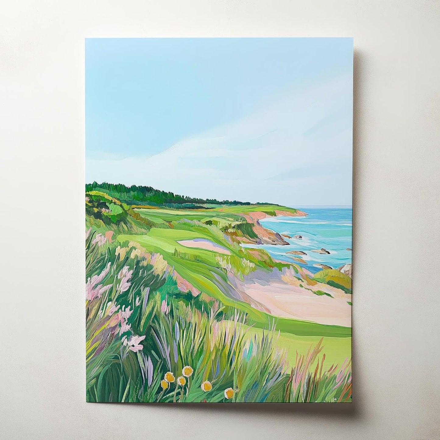 Golf Course Floral Pastel Art Print Posters - Premium Giclee Fine Art Prints - Golf Course Home Decor Posters, Golfer Art Prints for Home and Office Decor - Vintage Aesthetic, Ready to Frame