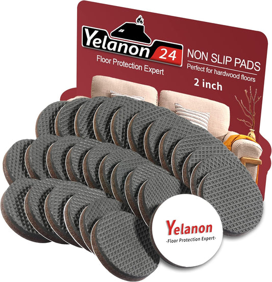 Yelanon Non Slip Furniture Pads -24 pcs 2’’ Grippers Hardwood Floors, Non Skid for Furniture Legs,Self Adhesive Rubber Furniture Feet, Anti Slide Furniture Floors Protectors for Keep Couch Stoppers