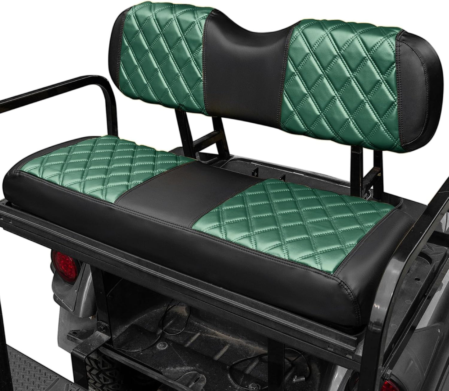 NOKINS Golf Cart Seat Covers Fit Club Car Precedent/DS/EZGO RXV/TXT/Yamaha Drive Aftermarket Standard Rear Seat Cushion, No Stapler, Multiple Colors&Breathable (Dark Green&Black)