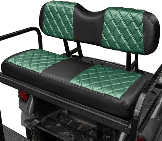 NOKINS Golf Cart Seat Covers Fit Club Car Precedent/DS/EZGO RXV/TXT/Yamaha Drive Aftermarket Standard Rear Seat Cushion, No Stapler, Multiple Colors&Breathable (Dark Green&Black)
