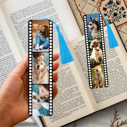 Personalized Bookmark with Picture Text Metal Custom Bookmarks with Tassel Double-Sided Custom Engraved Photo Color Bookmark for Book Lovers Kids Women Men Christmas Birthdays Valentine’s Day Gift