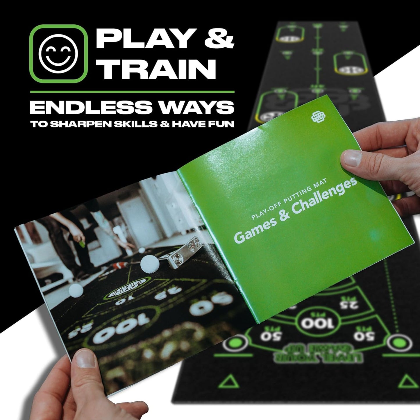 Back 2 Basics 10ft Golf Putting Mat - Premium Indoor Putting Green, Realistic Golf Putting for Training - Golf Practice Mat for Indoor/Outdoor Use, Putting Practice Mat for Golfers