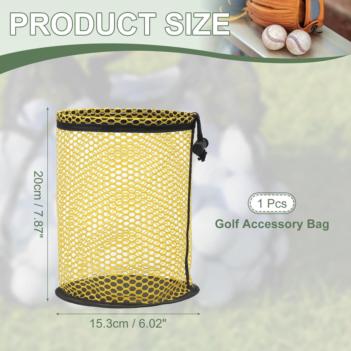 Golf Ball Storage Bag Nylon Mesh Golf Pouch with Adjustable Drawstring Closure for Outdoor Sports Supplies