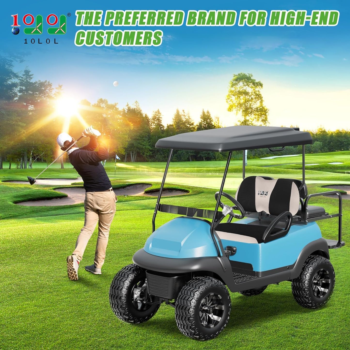 10L0L Golf Cart Seat Covers Universal for Yamaha Club Car Precedent Standard Front Seats, Breathable Mesh Bench Seat Cover, No Drilling Seat Cushion, All-Season Comfort Cool in Summer & Warm in Winter