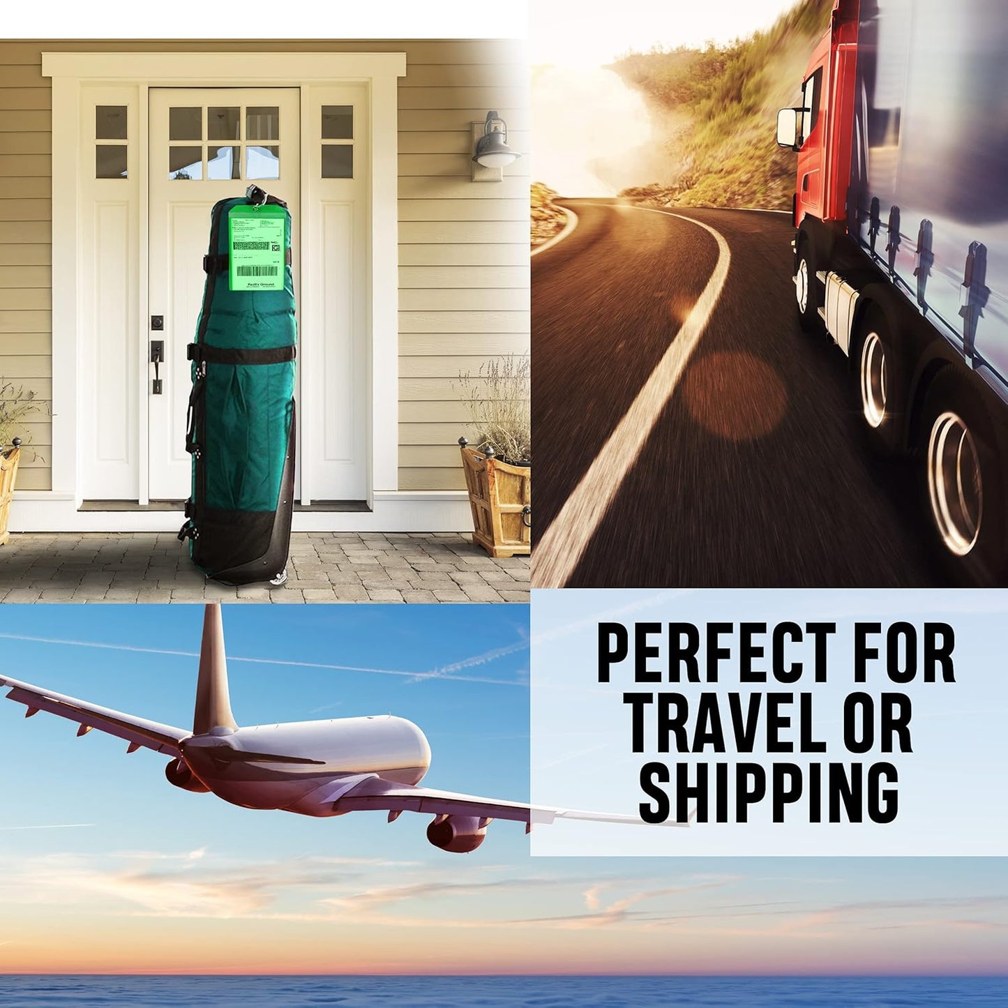 Golf Luggage Tag - Set of 2 Bag Tags Set Extra Large 9" x 6" - Plastic Waterproof Zipper Pouch - PVC Baggage Tag Sleeve for Travel & Shipping Golf Bag - Sealable Personalized Ship Sticks