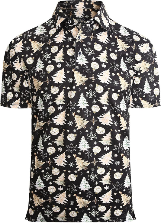 Alex Vando Mens Hawaiian Golf Shirt Moisture Wicking Digital Print Golf Shirts for Men