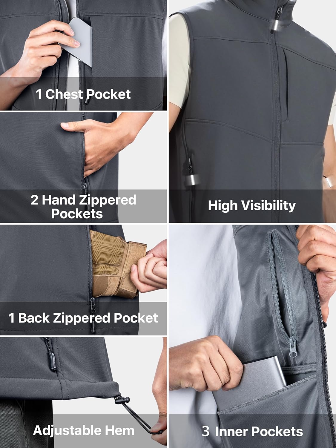 FREE SOLDIER Men's Lightweight Golf Vest Outerwear Windproof Sleeveless Softshell Jacket Running Vest