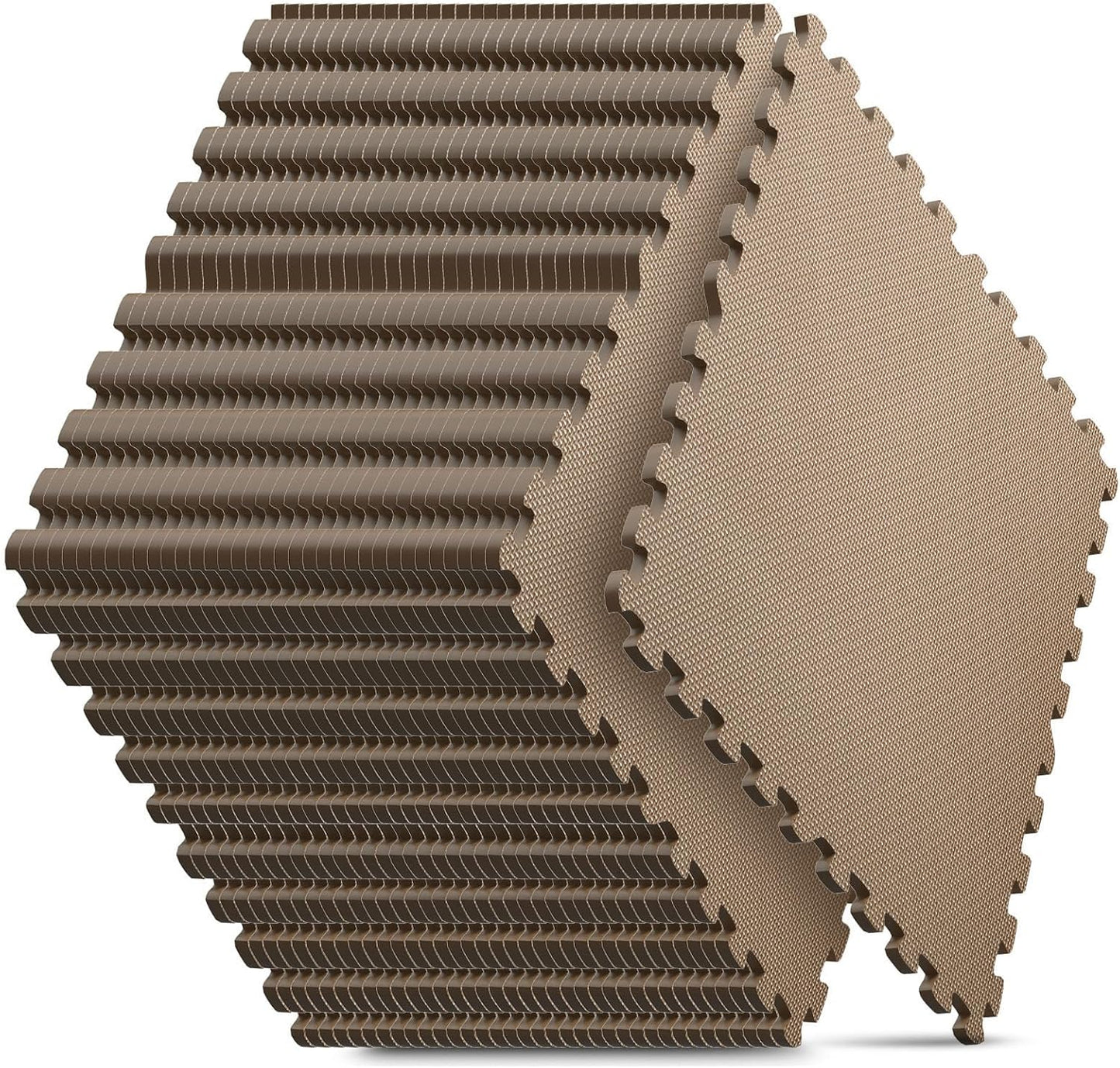 Home Gym Mat, Puzzle Exercise Mat, EVA Interlocking Foam Floor Tiles for Home Workout Equipment and Kids' Play Areas -, 24 in x 24 in x ½ in, Brown 36 Tiles