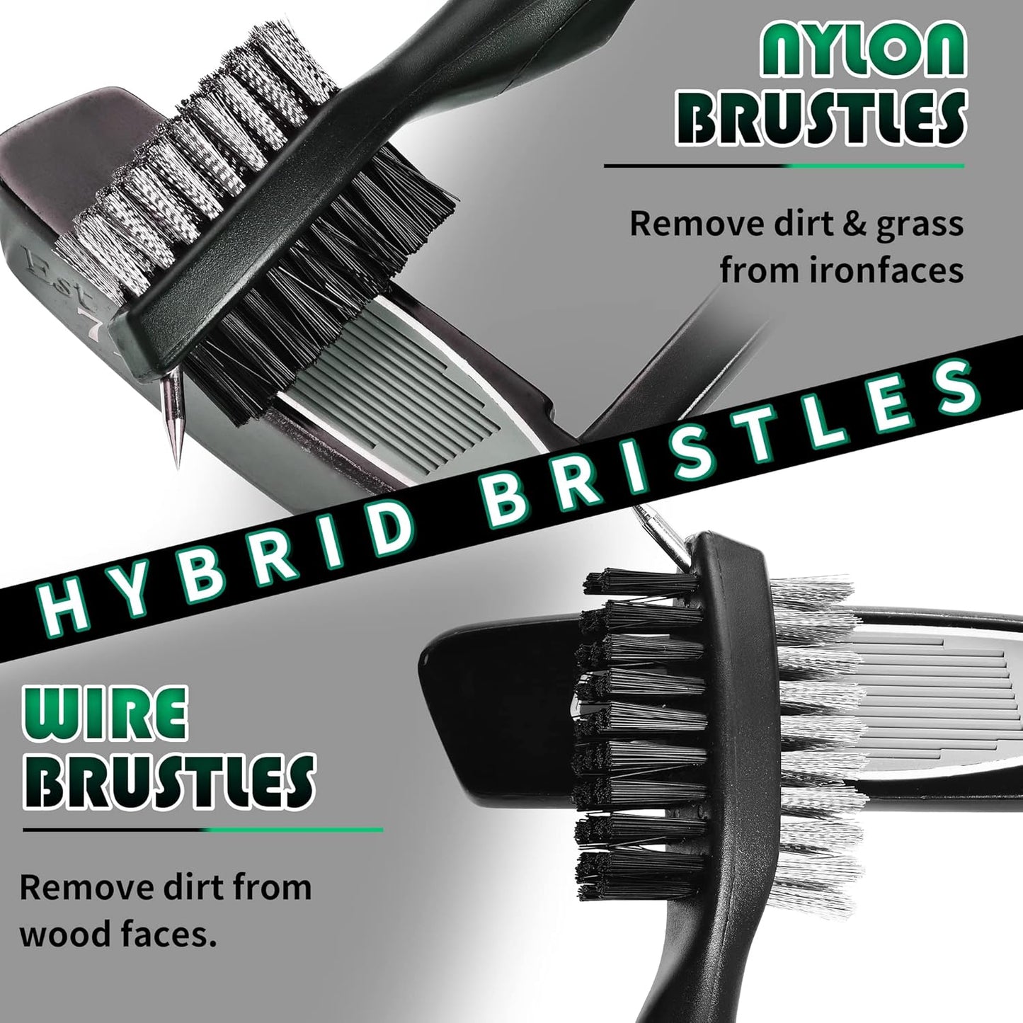 Mile High Life Golf Club Brush, Club Groove Cleaner with 2 Ft Retractable Extension Cord and Aluminum Carabiner, Golf Bag Accessories for Men and Women