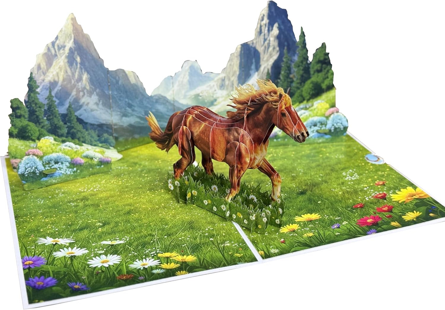 3D Horse Popup Card - Handmade Animal-Themed Paper Art for Birthday, Anniversary, Christmas, Father’s Day - Unique Gift for Him, Her, Kids, Horse Lovers, Equestrians, Riders