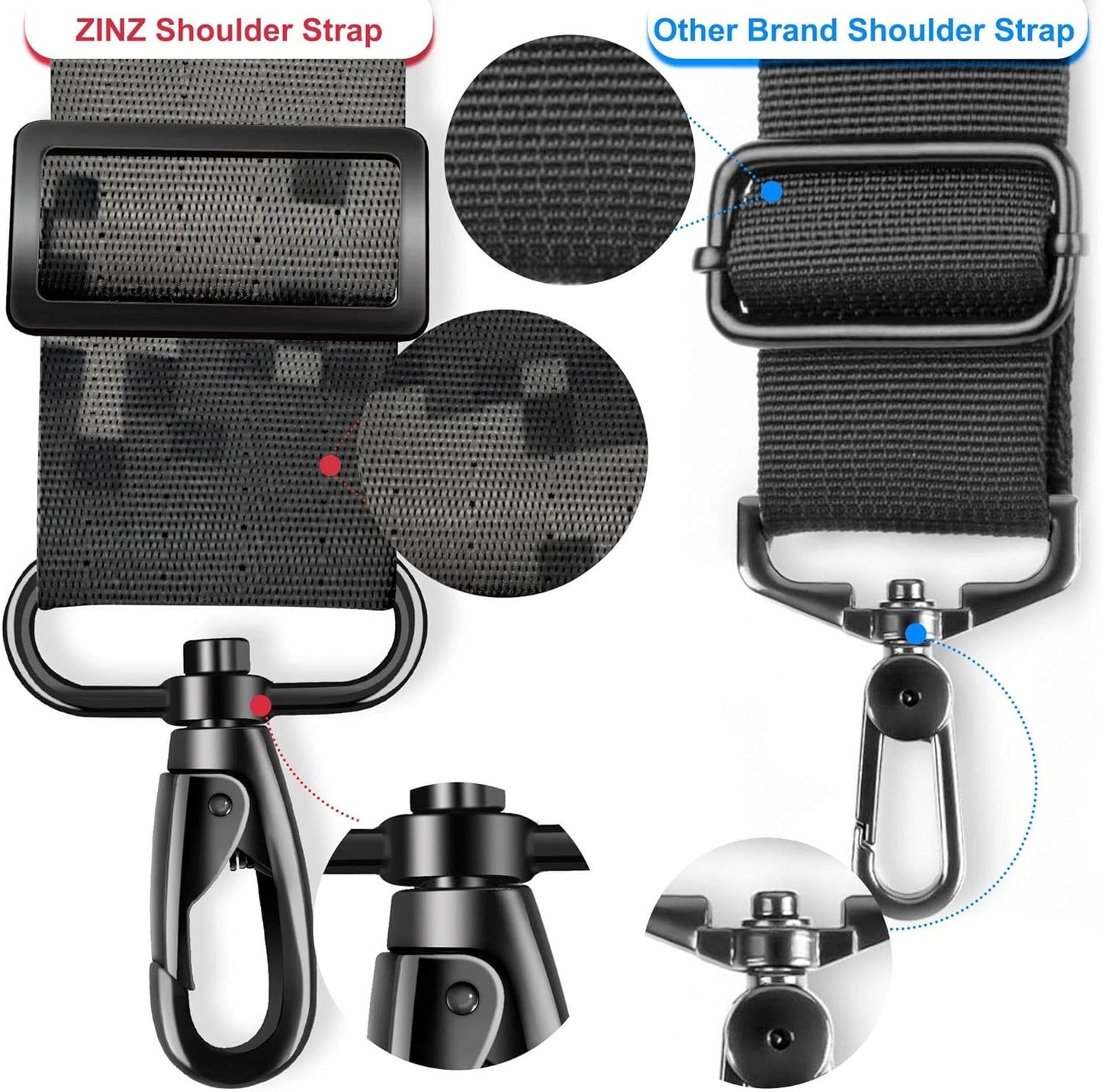 ZINZ 79.5" Universal Strap with Ultra-Thick Fixed Breathable Pad - Adjustable Heavy-Duty Shoulder Strap for Laptop, Crossbody, Luggage, Gym, Camera Bag and More,Camouflage Gray