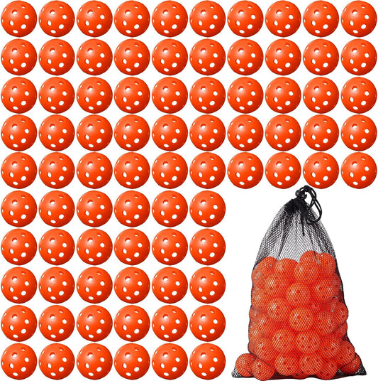 80 Pack Practice Golf Balls Limited Flight 42 mm Golf Training Airflow Hollow Plastic Ball for Women Men Indoor Outdoor Driving Range Swing Practice Home