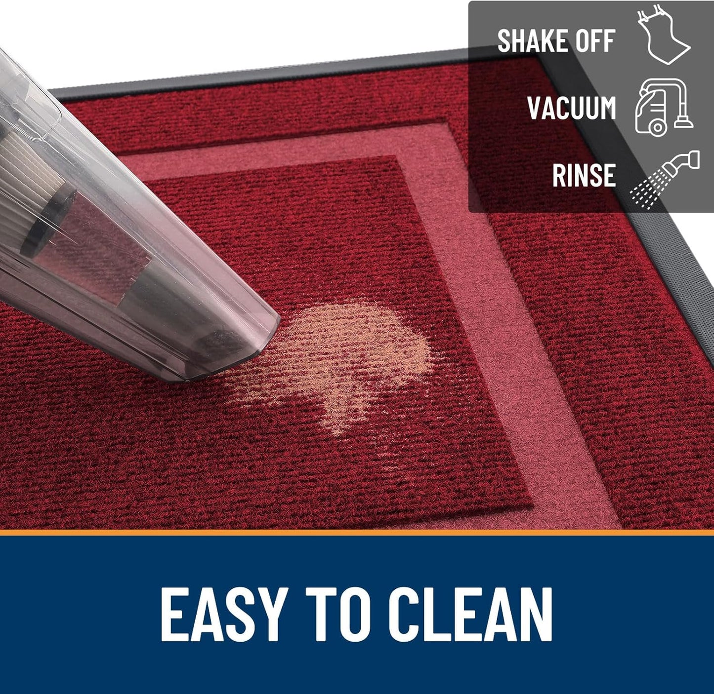 OLANLY Front Door Mat Indoor Outdoor Entrance, Waterproof All-Season, All-Weather Doormat, Sturdy Natural Rubber, Fade Resistant, Low Profile, Easy Clean Patio Porch Entryway Mat, 47x23, Wine Red