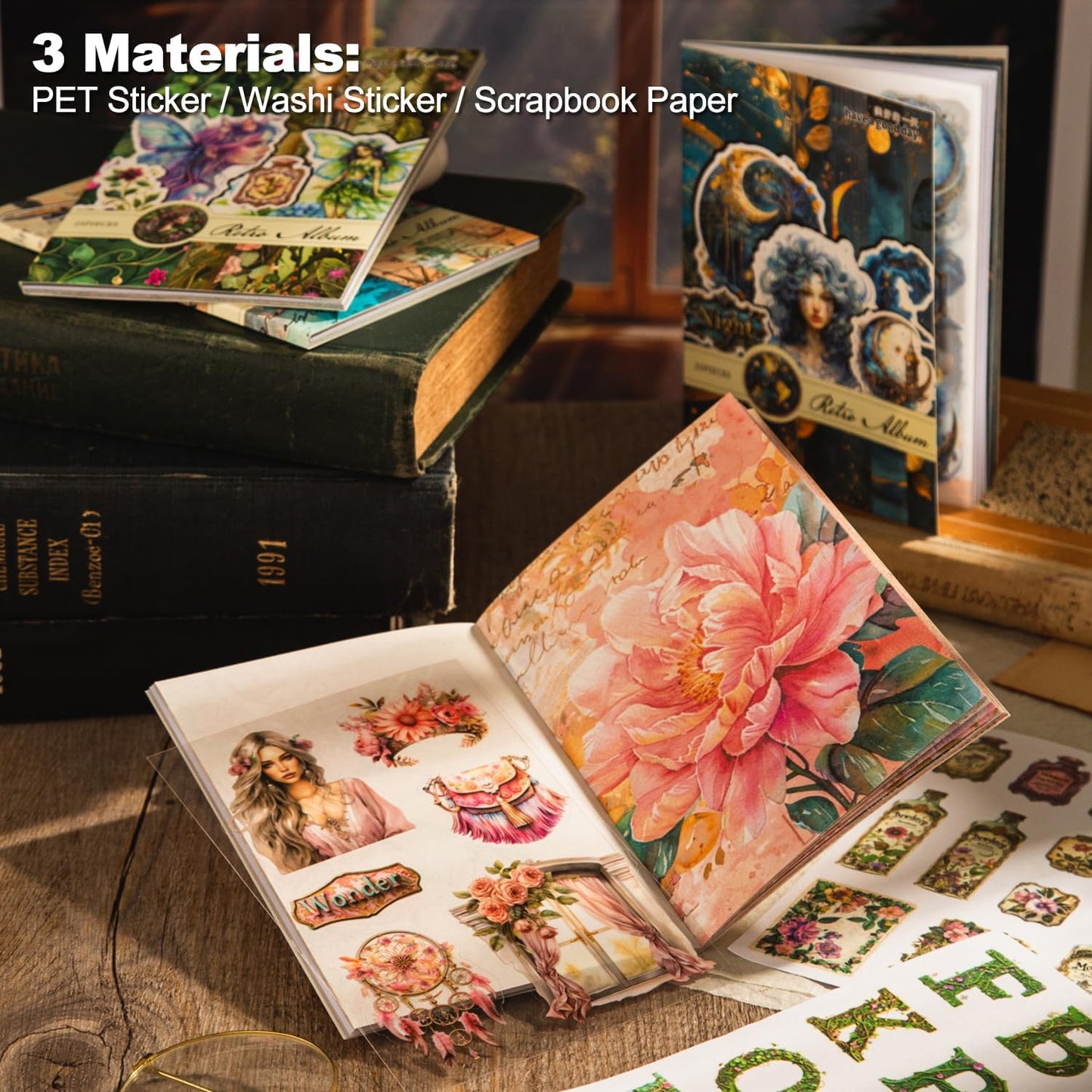 Pre-Cut Retro Stickers and Papers Set, 150 Pcs Vintage Ephemera for Scrapbooking, Journaling, DIY Crafting, and Art Supplies