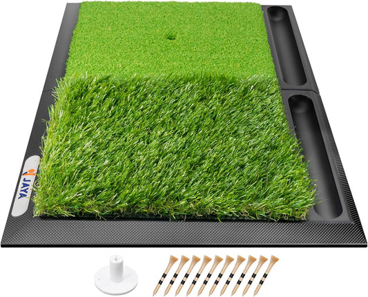 JAYA Golf Hitting Mat with Heavy Rubber Base, Foldable Golf Practice Mat for Indoor and Outdoor Training, Fairway & Rough Turf for Swing and Chipping