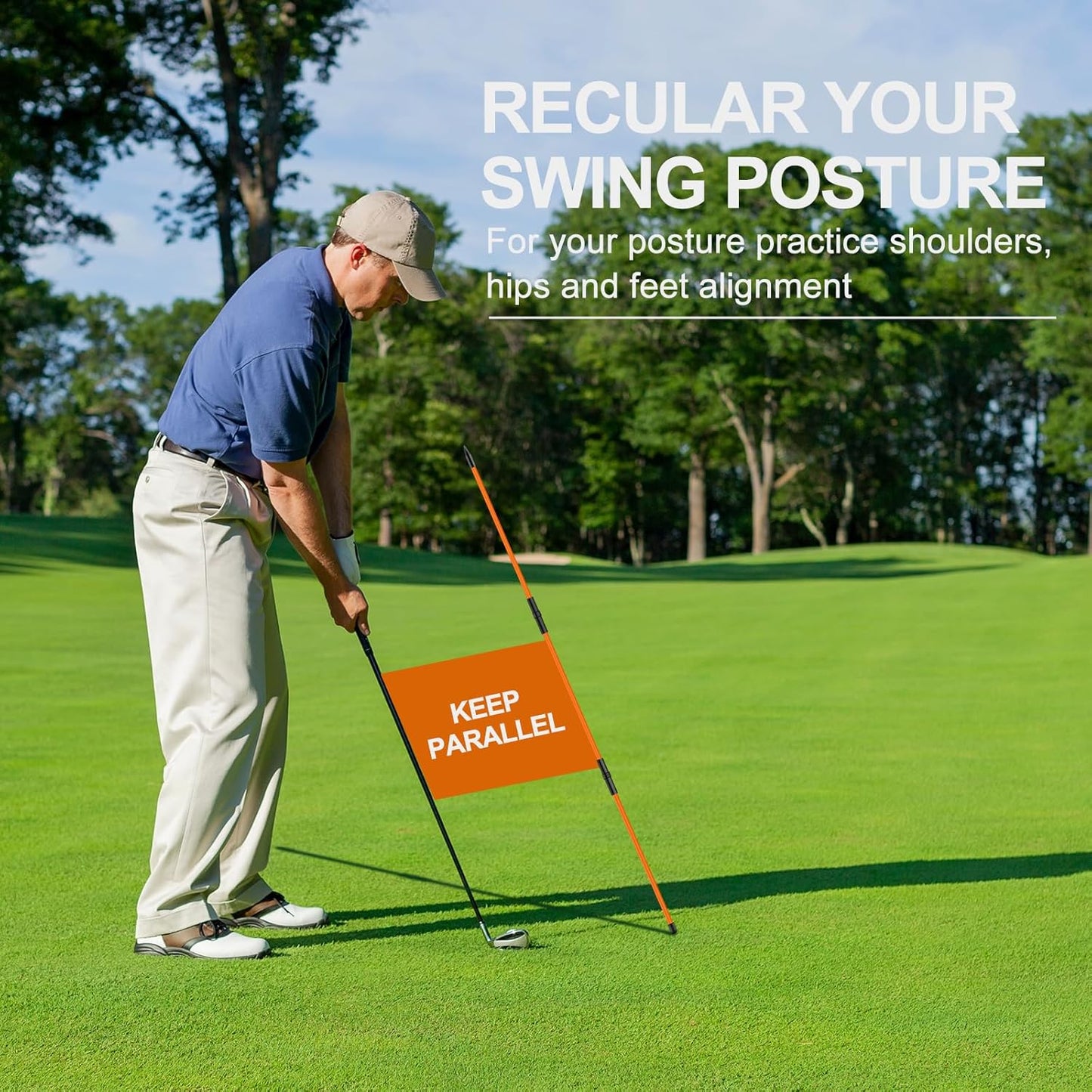 Golf Alignment Sticks 2 Pack,Golf Alignment Rods Upgraded 48" Collapsible Golf Practice Sticks Golf Training Aid for Aiming,Putting,Golf Training Sticks with Clear Tube Case