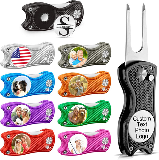 Custom Golf Divot Tool with Ball Marker, Personalized Foldable Golf Repair Tool, Golf Accessories Gift for Men & Women