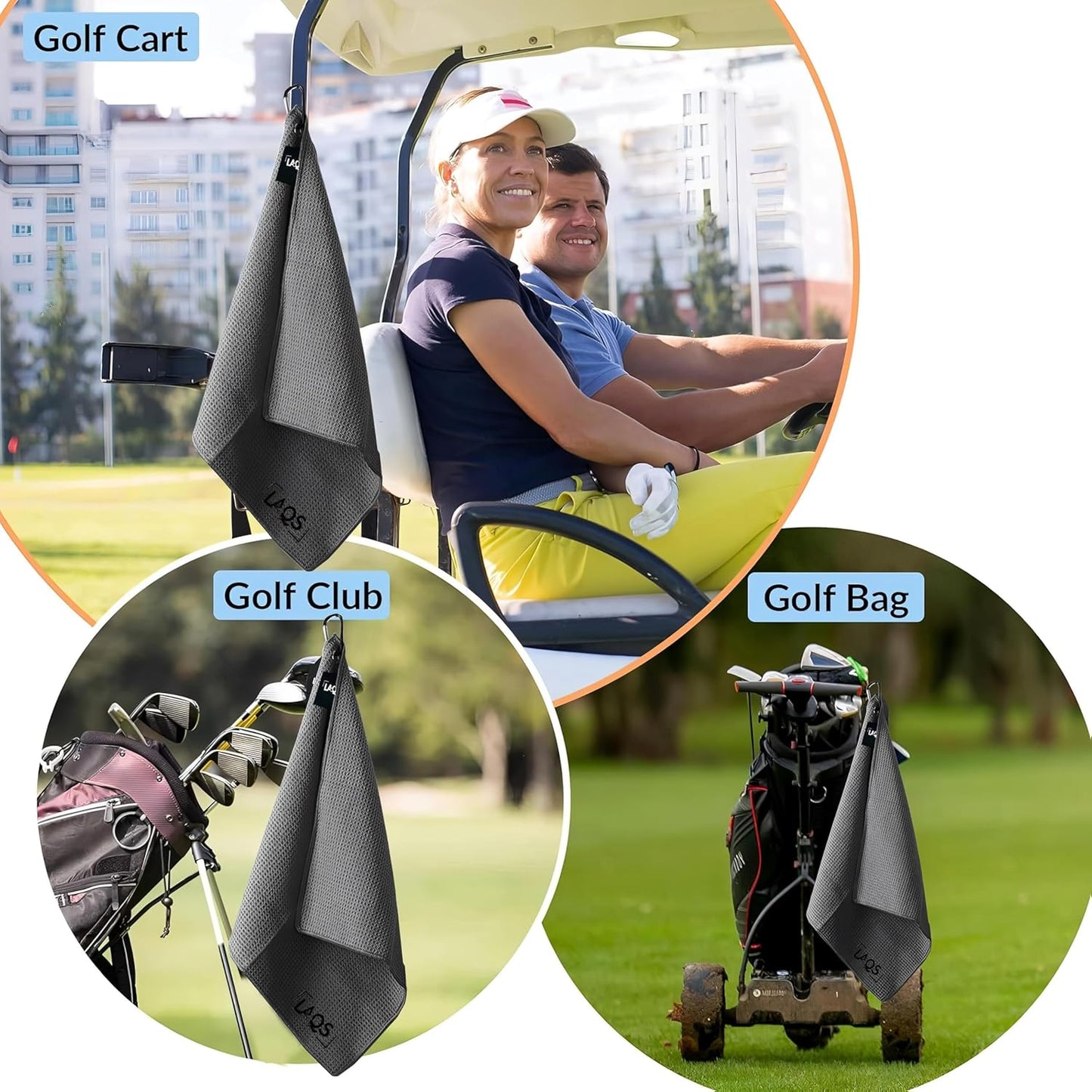 Golf Magnetic Towel, Magnetic Towel with Hook, Magnetic Golf Towel with Microfiber Waffle Design, Golf Towel Perfect for Golf Carts, Clubs, and Bag