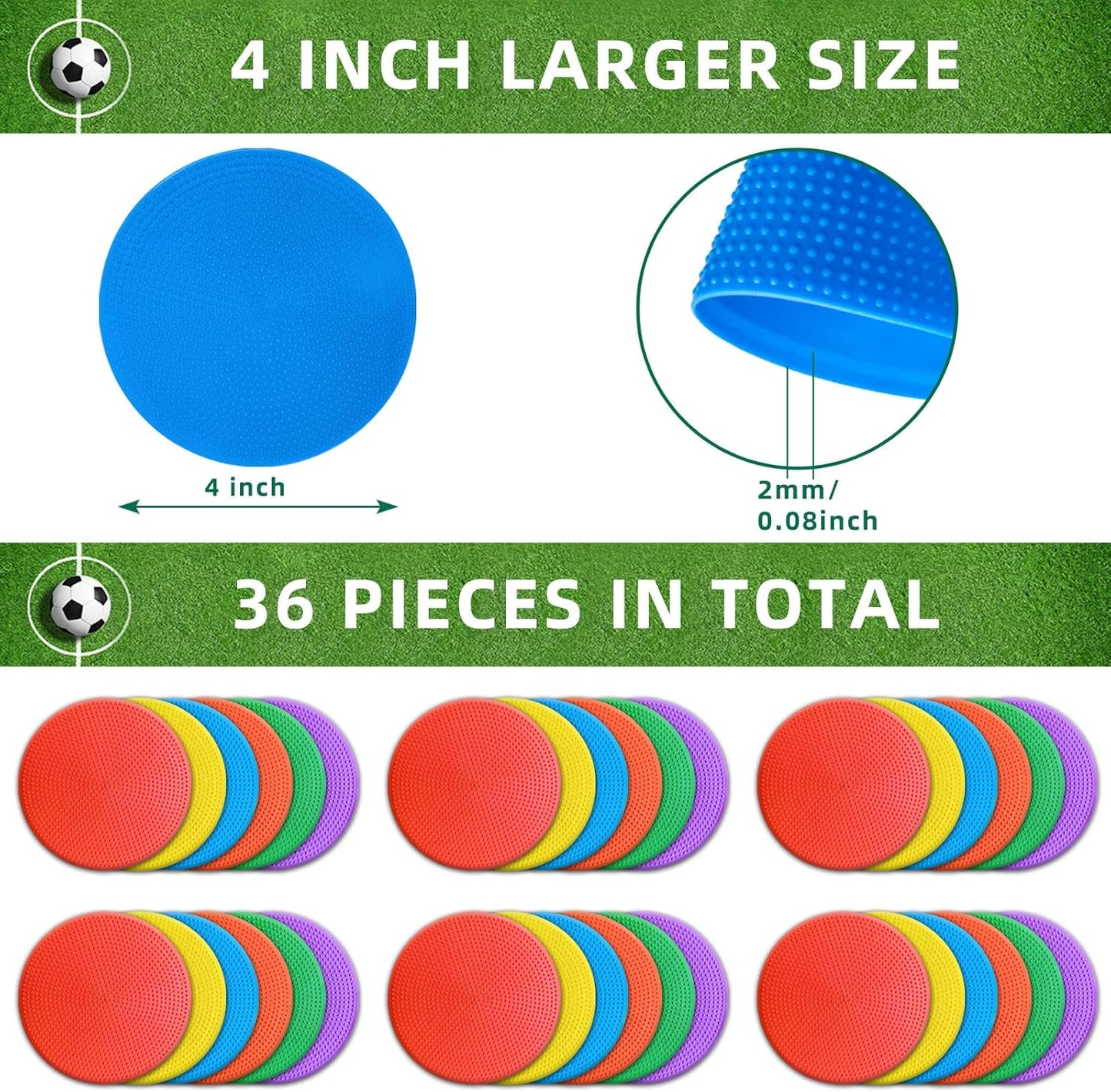 Poly Spot Markers 9 inch Non-Slip Rubber Agility Training Markers Floor Dots Flat Field Cones for Football, Soccer, Basketball, School Exercise Drills, Dance Practice