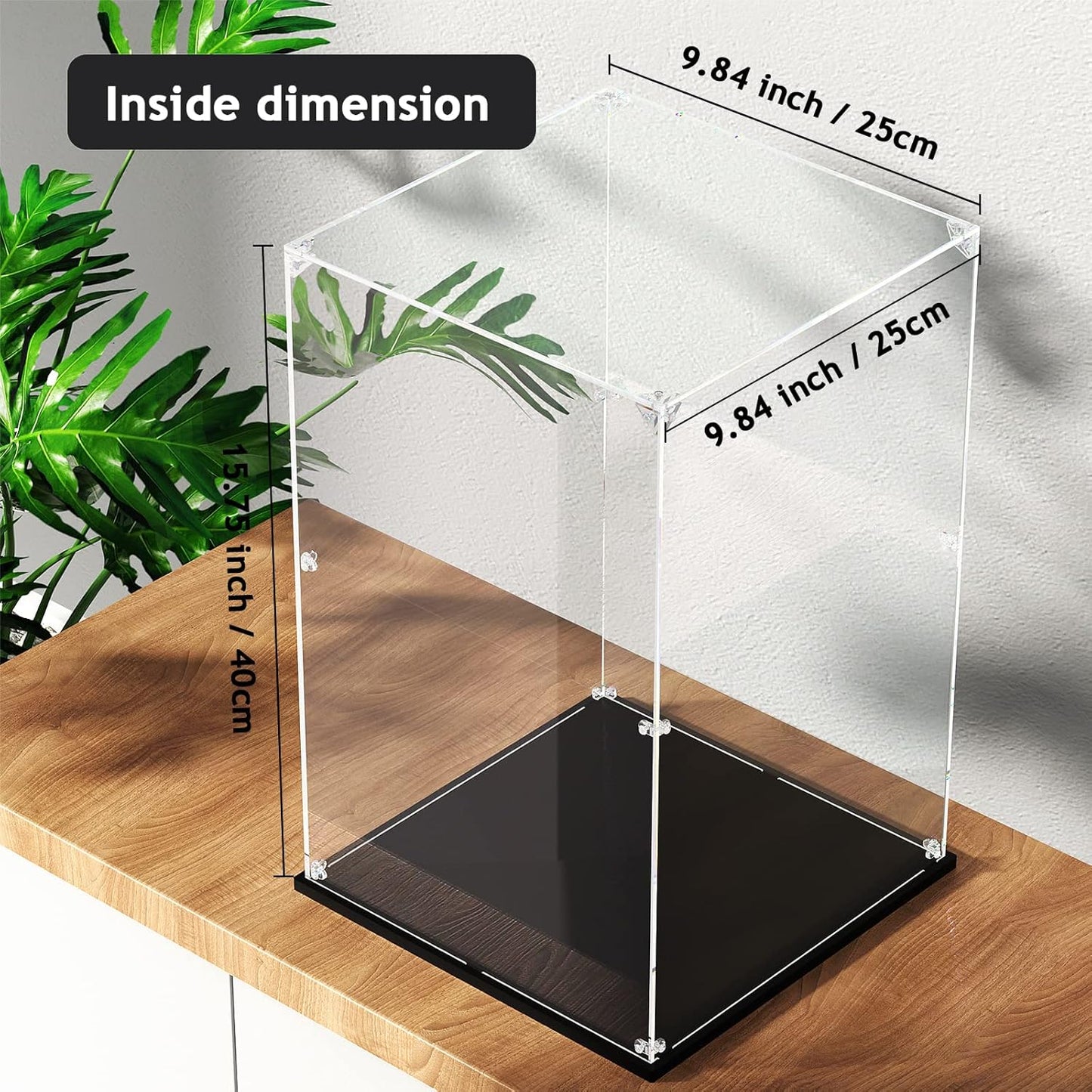 Clear Acrylic Display Case, Self-Assemble Showcase for Collectibles, Action Figures, Dolls, Toys - Alternative Glass Box for Commemorative Gifts (10x10x15.7inch, 25x25x40 cm)