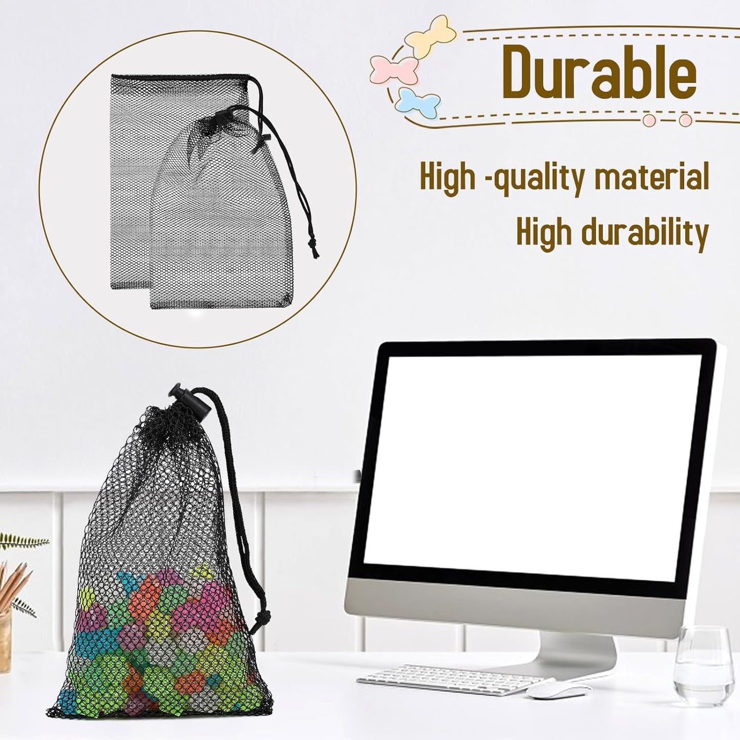 Sliverdew 10PCS Small Mesh Bags Drawstring Black Nylon Mesh Drawstring Bag Mini Mesh Pouch Bag Nylon Net Bags with Drawstrings Small Travel Stuff Bags Sacks 8 x 12 inch