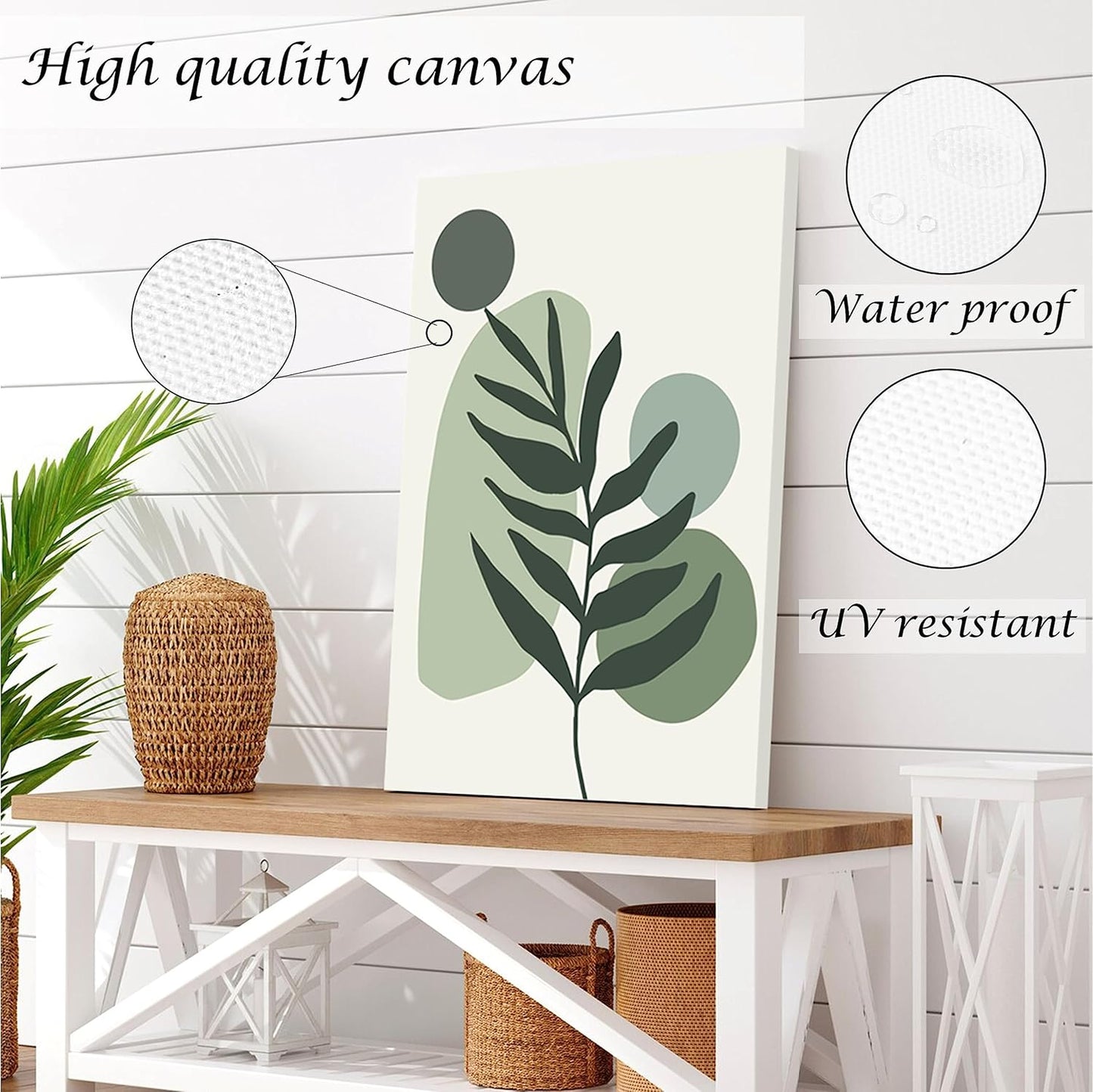 Induslyfe Large Framed Boho Canvas Wall Art Set of 3, Mid Century Modern room Decor, Minimalist Geometric Abstract Boho Bathroom wall art Canvas Prints Ready To Hang Bedroom decor (Sage Green,