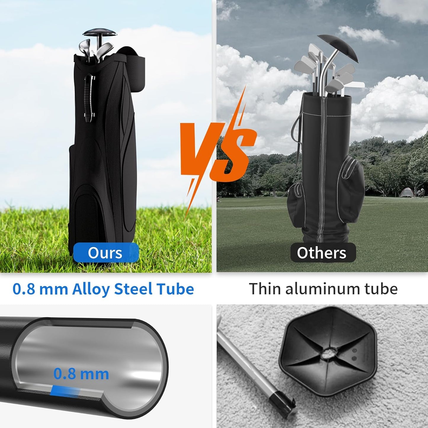 Golf Travel Bag Support Pole - Heavy-Duty Alloy Steel Golf Club Protector with ABS Cover, Adjustable 27-56 Inch, Tool-Free Installation for Travel Bags