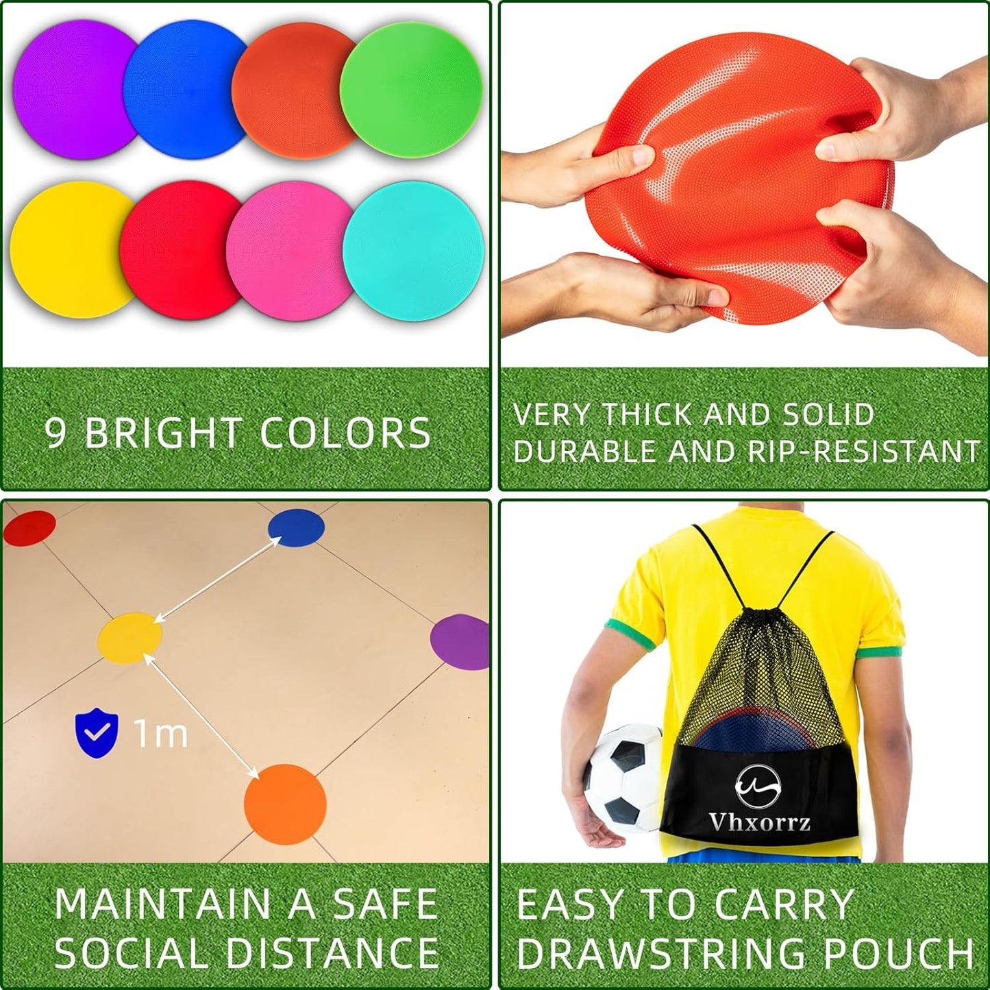 Spot Markers 18 Pcs 9 Inch 10 Inch Non Slip Rubber Agility Markers for Football, Basketball Training Markers,School Activities, Exercise Drills