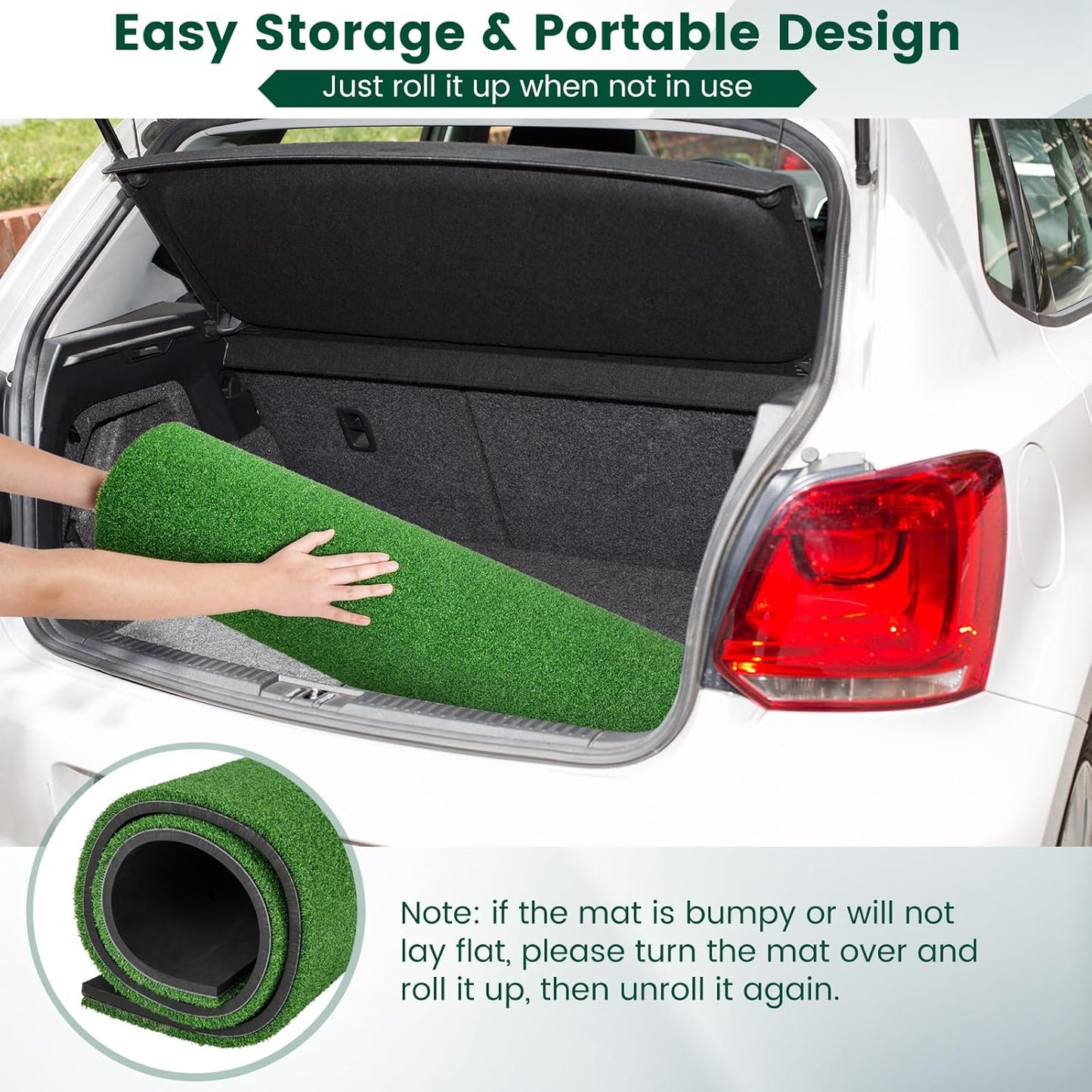 Goplus Golf Mat, 5x3ft/5x4ft Golf Hitting Mat 20/25/27/32mm Thick w/2 Alignment Sticks & 2 Golf Tees, Portable Artificial Turf Grass Training Mat Practice for Indoor Outdoor