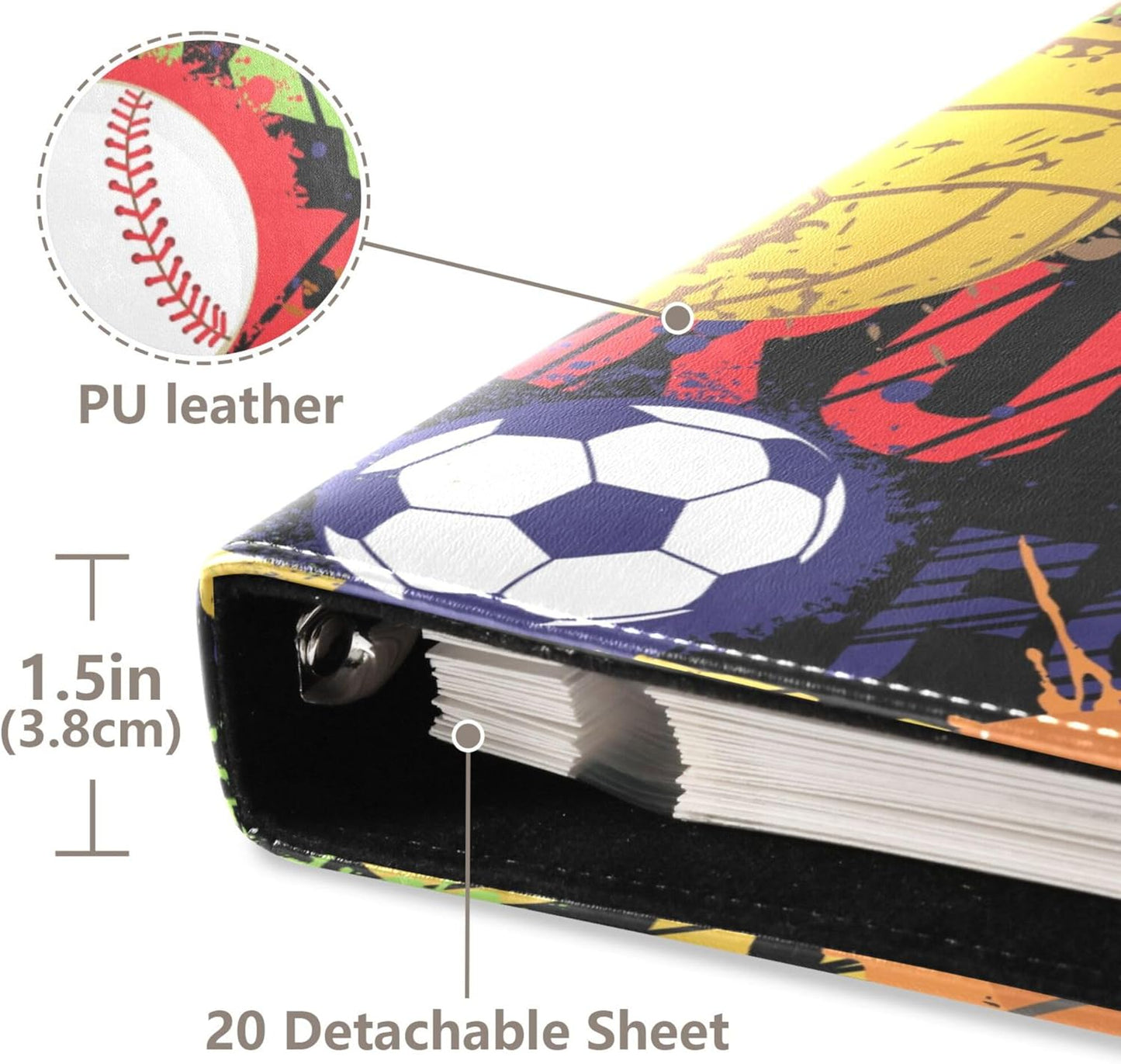 Fisyme Sport Ball Photo Album Self Adhesive DIY Scrapbook Album for 2x3 4x6 5x7 6x8 Pictures 20 Pages Memory Book for Family Wedding