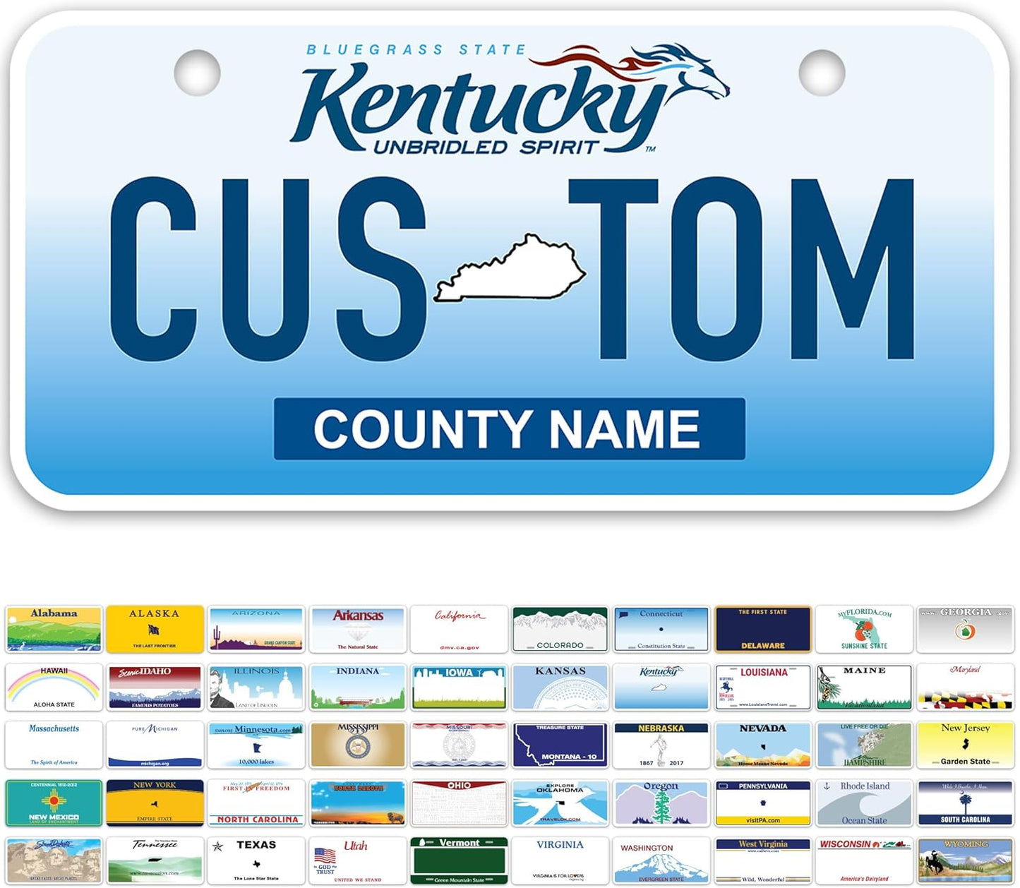 Mini License Plates, Personalized License Plates, Custom for Car, Bikes, ATV, Kids Car, Golf Cart, Jeep, 2x4 Inch, Rust-Free Fade Resistant Aluminum, USA Made by My Sign Center (Kentucky)