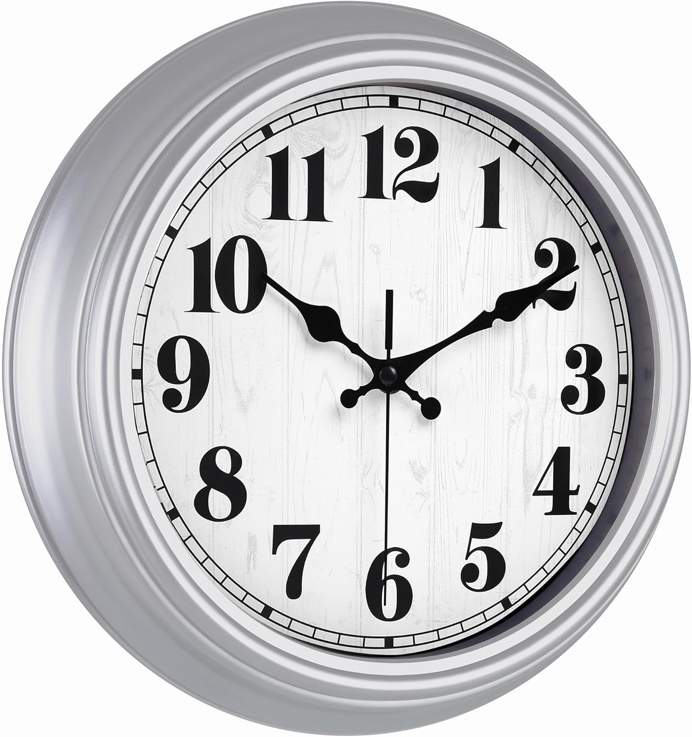 JENLYSTIME 12 Inch Retro Wall Clock Silent Non Ticking Battery Operated Movement Easy to Read Wall Clocks Decorate for Bedroom Living Room Kitchen Office(Silver)