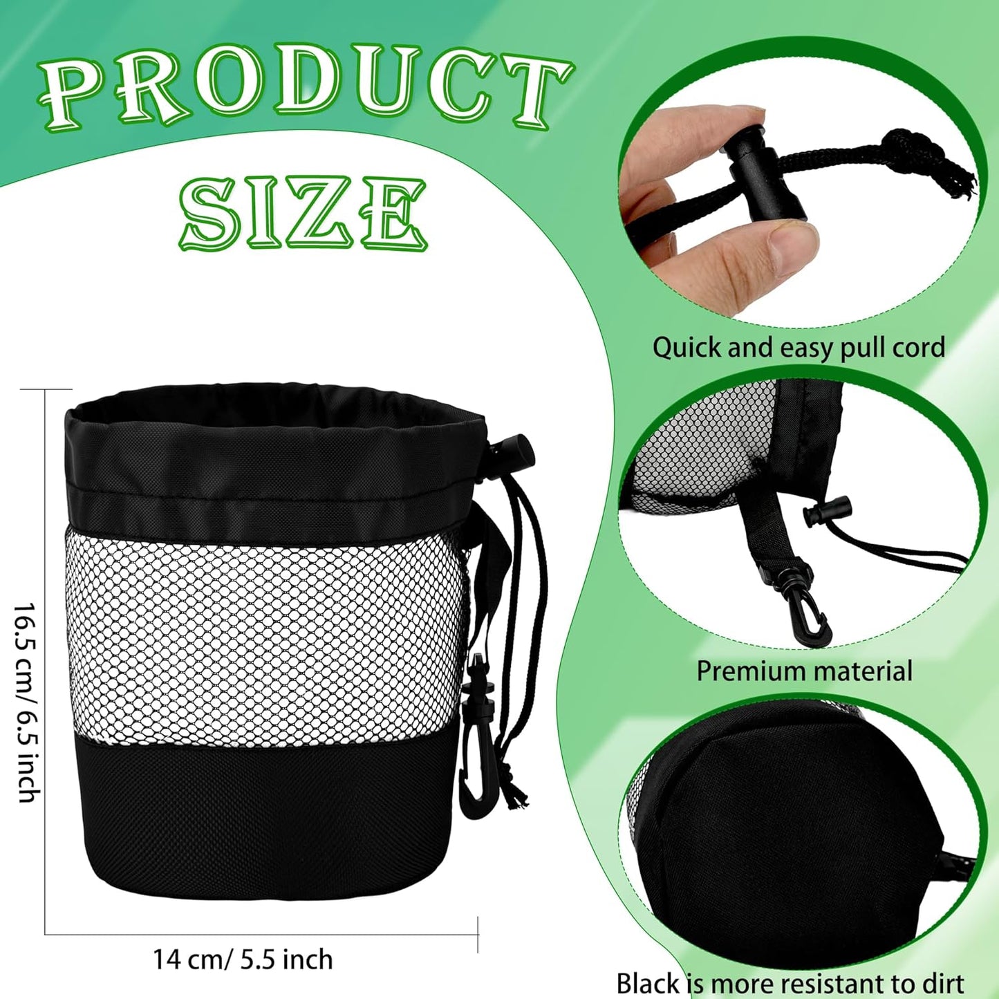 6 Pcs Golf Ball Storage Bag Nylon Mesh Golf Pouch Bags Organizer Drawstring Bags for Balls Outdoor Carrying