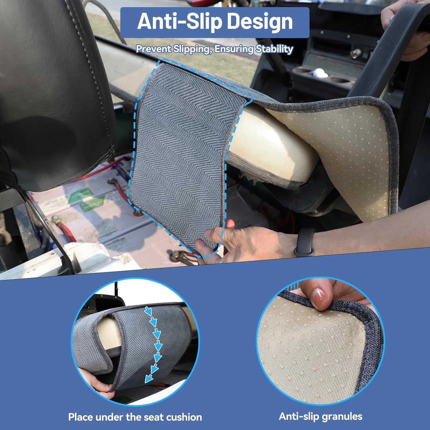 MOSNAI Golf Cart Blanket Seat Covers with 2 Pockets for Club Car DS Precedent EZGO TXT RXV Front Seat, Golf Cart Towel/Cloth Seat Cover Heavy Duty Breathable Washable Polyester Mesh Cloth