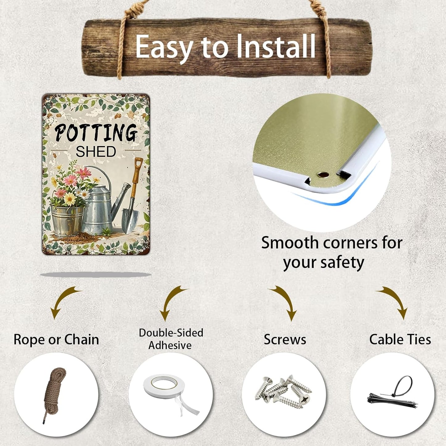 Potting shed Garden Tools tin Sign Garden Decorative Metal Signs for Home Farm Vintage Wall Decor 8x12 Inch