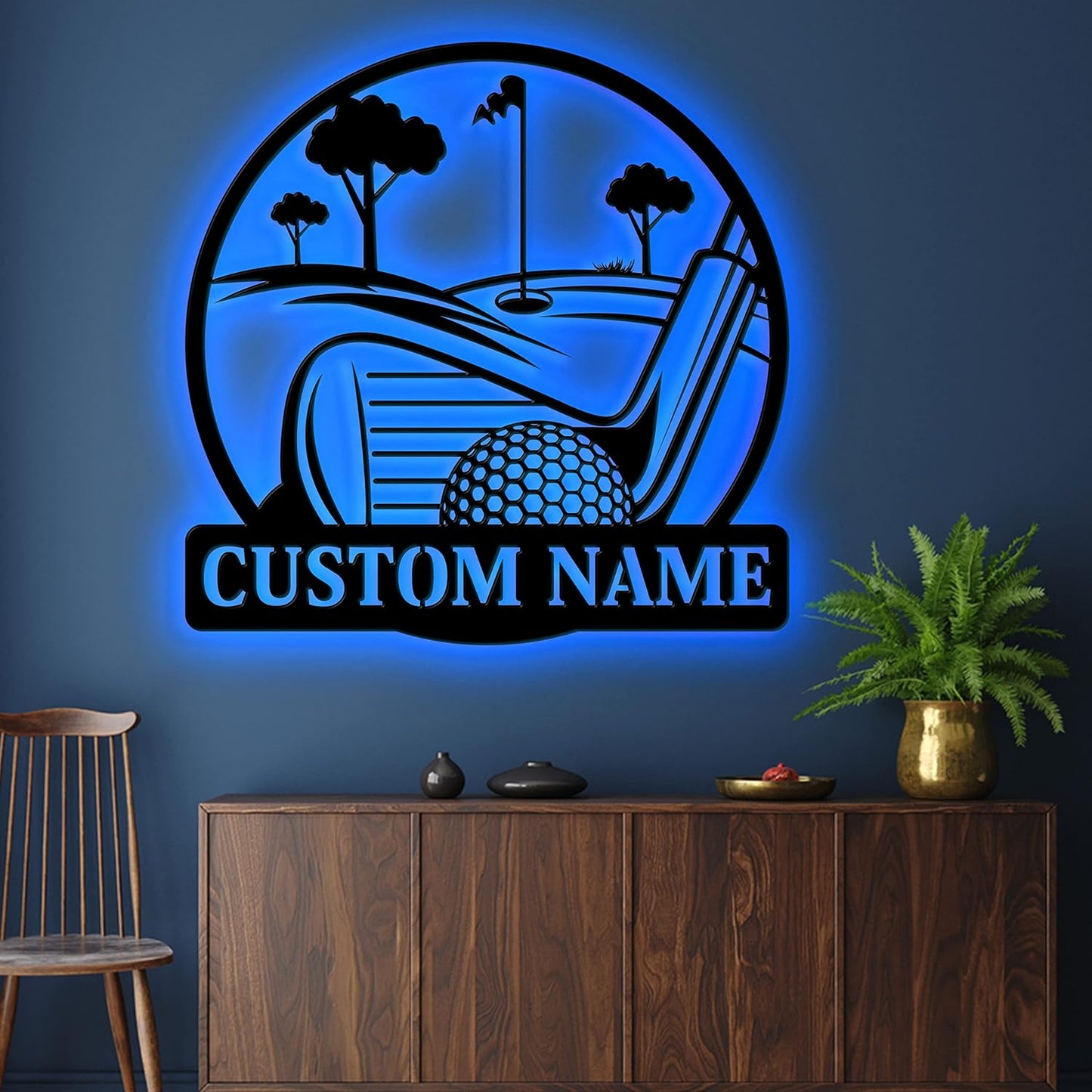 Personalized Men_s Golf Monogram Metal Sign LED Light, Wall Art Decor, Sports, Golfing, Golf, Metal Signs, Home Living Decor, Home Decor, Gift For Dad, Son, Sports Lovers, Christmas Gift