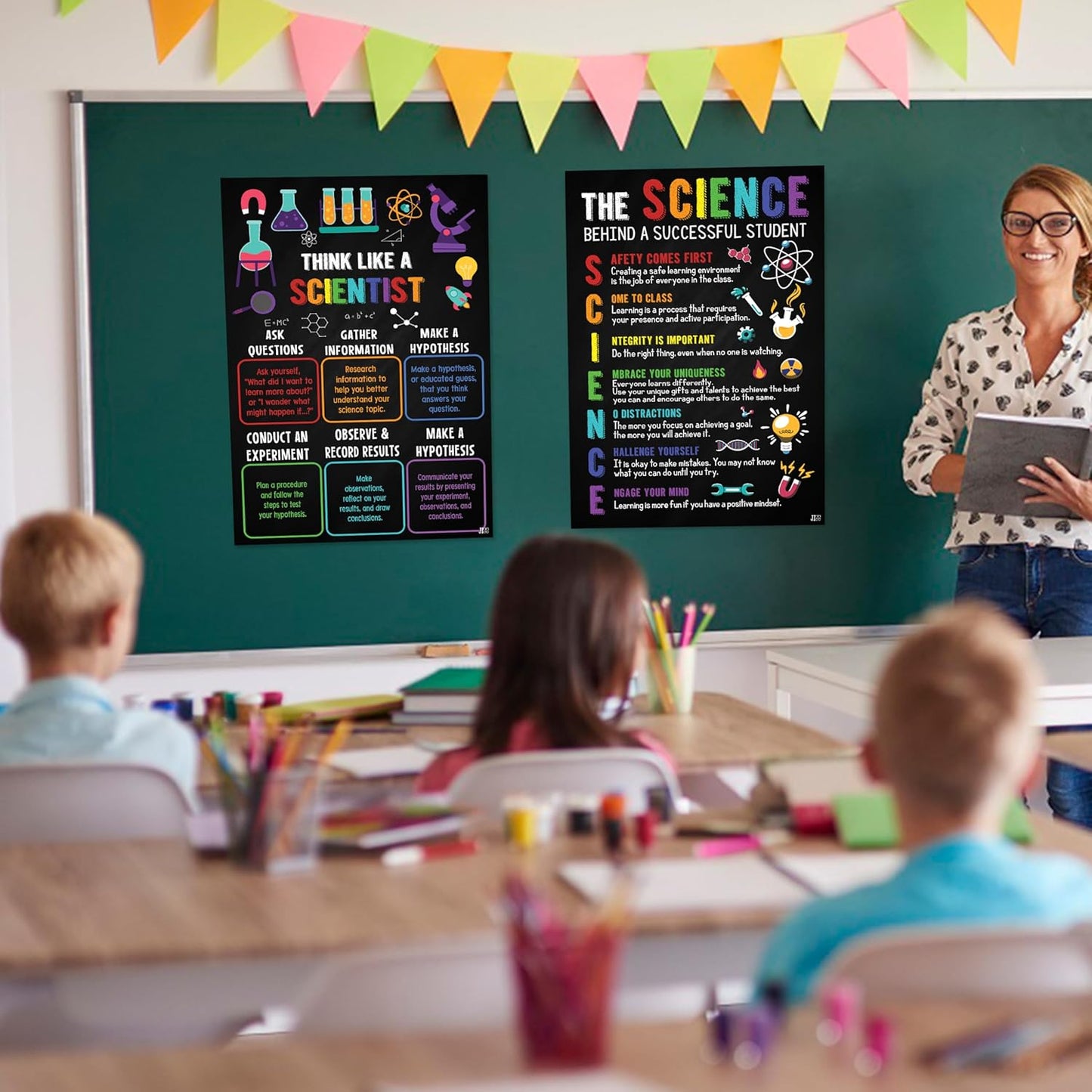 Jinniee 2 Pieces Science Class Rules Poster Science Lab Printable Art Science Teacher Supplies Scientist Poster For Middle and High School Education School Counseling Wall Art Sets 11x17 Inch