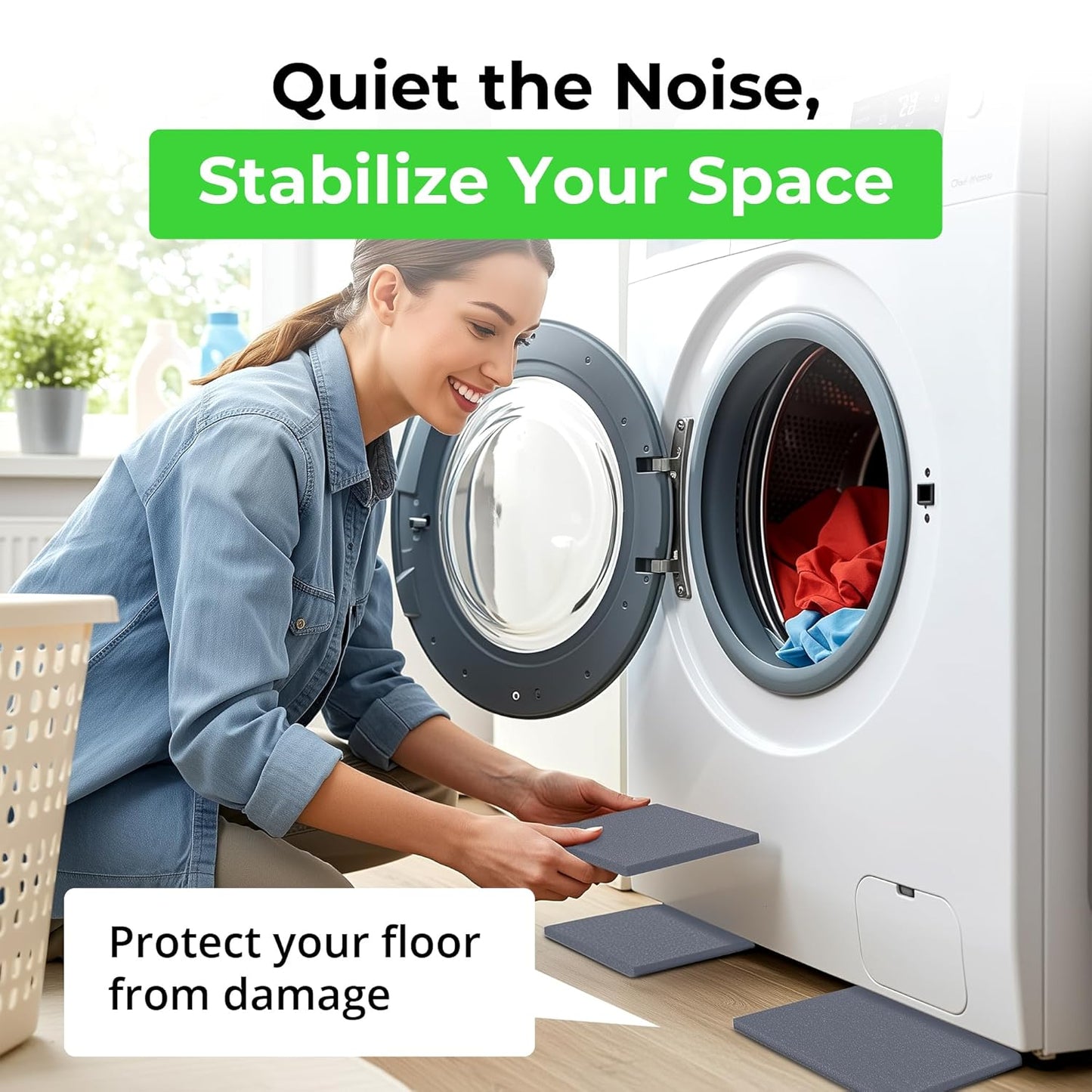 XCEL Set of 8 Gray Multi-Purpose Anti-Vibration Pads with Self Adhesive – Protection for Furniture & Appliances – Closed Cell Foam Rubber Pad, 6” x 6” x ¼”