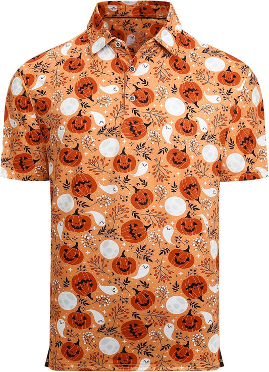 Alex Vando Mens Hawaiian Golf Shirt Moisture Wicking Digital Print Golf Shirts for Men