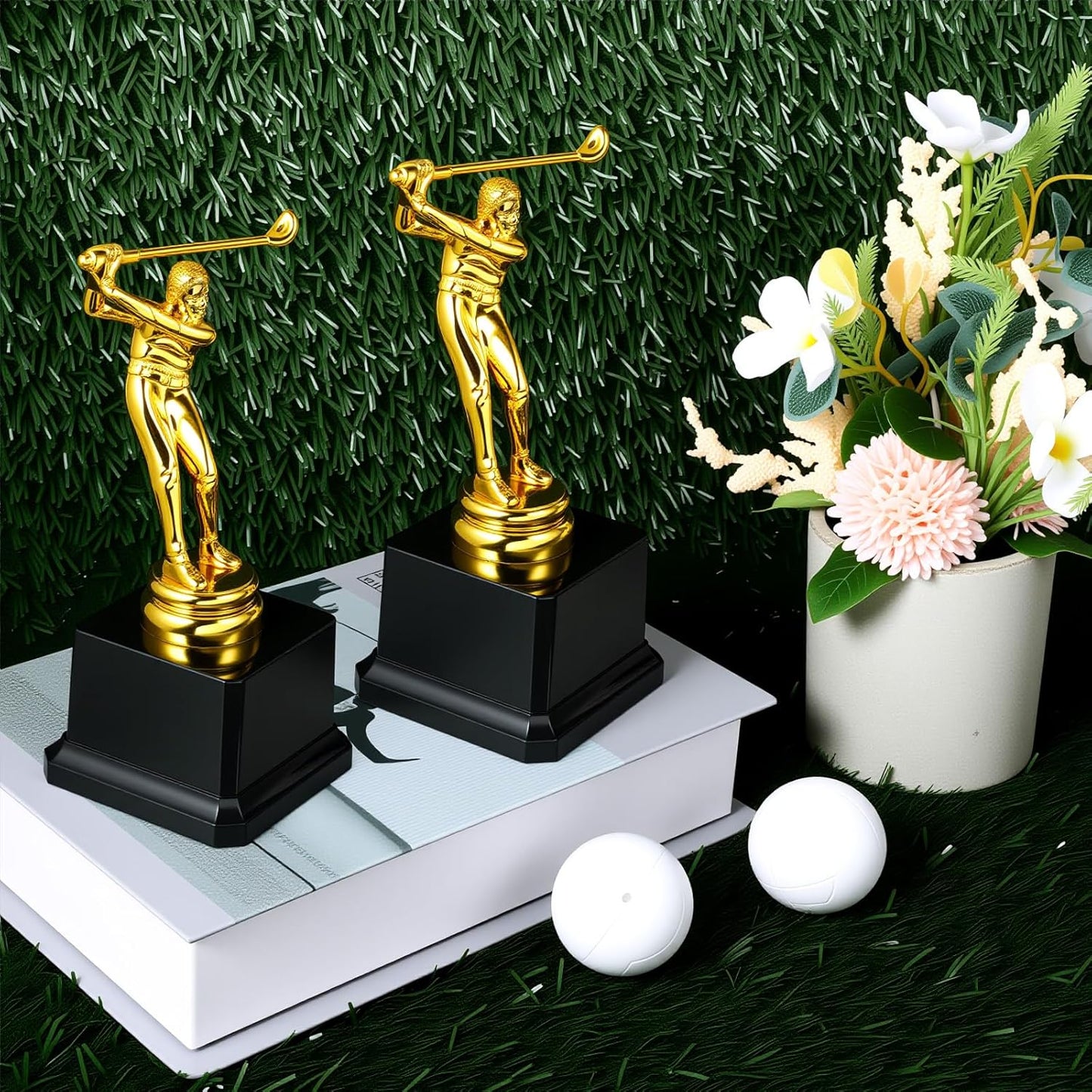 4 Pack Golf Trophy 6.7 x 3 Inch Gold Golfer Award Trophy Bulk Plastic Golfing Cup for Adults Reward Party Prop Golf Tournaments Competitions