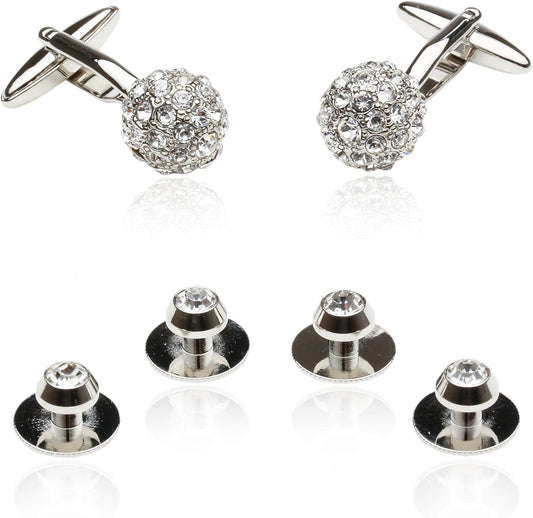 Cuff-Daddy Crystal Ball Cufflinks Studs with Presentation Box