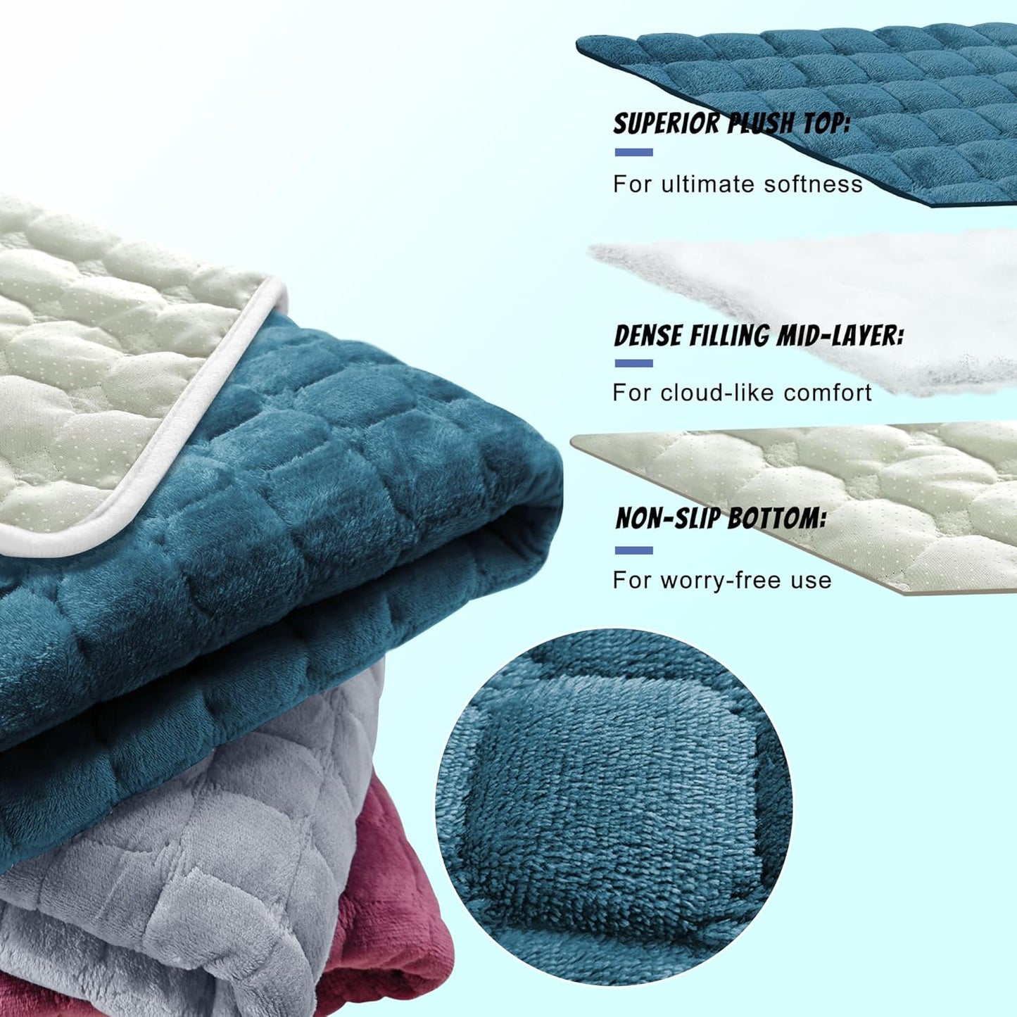 YOKYHOM Golf Cart Seat Covers, Supreme Comfort Golf Cart Seat Towel Blanket, Heavyweight Deep-Pile, Fits EZGO, Yamaha, Club Car and More 2-Seat Carts, 50"x 27.5", Dark Blue