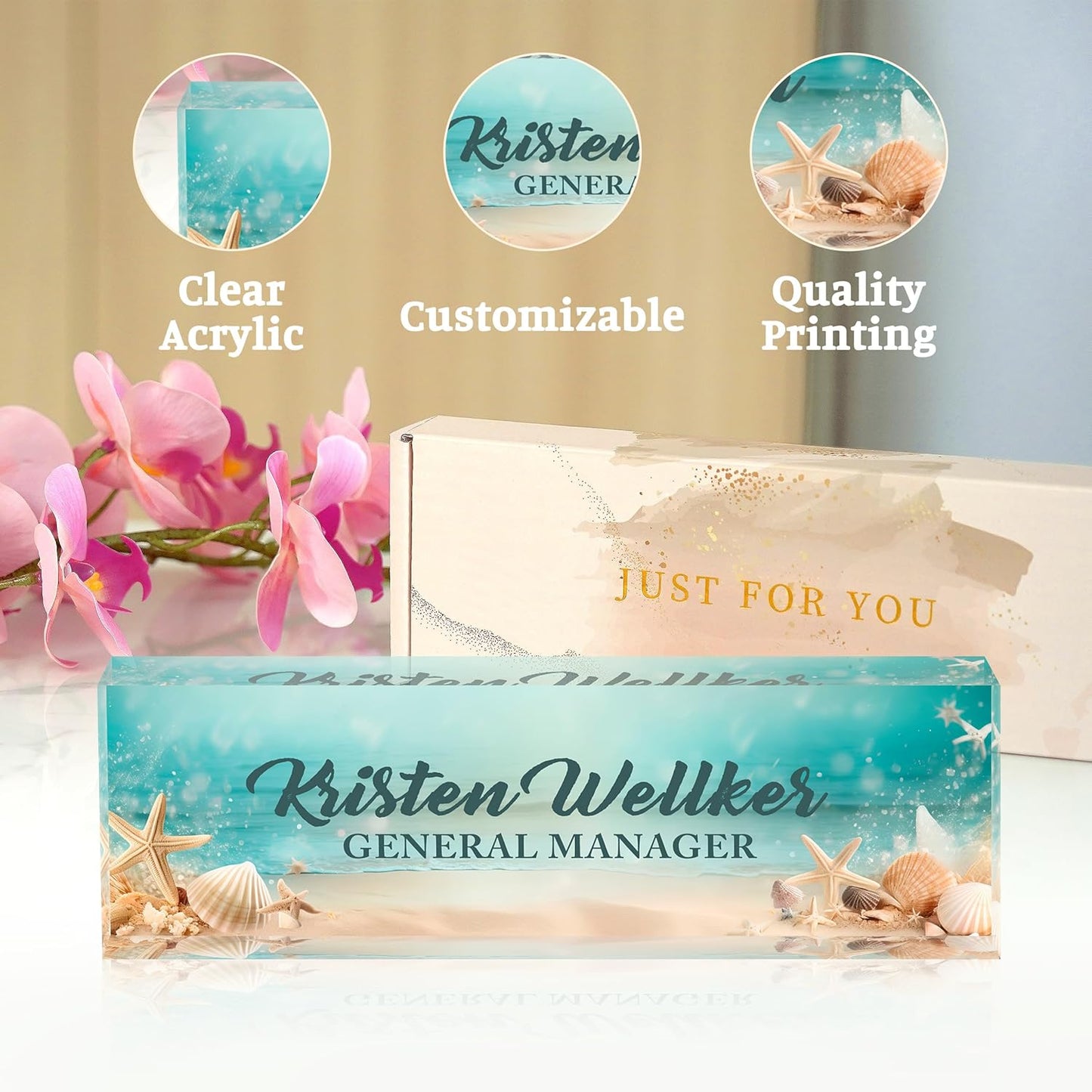 Desk Name Plate Personalized, Name Plate for Desk, Custom Office Desk Decor Office Gifts for Women Men, Acrylic Desk Accessories Employee Appreciation Gifts for Boss, Manager, Teacher, Nurse