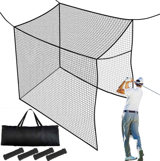 Golf Batting Cage Netting 10 x 10 x 10ft Practice Net for Golf (Frame NOT Included) Training Net with Tie Ropes for Backyard Indoor Outdoor
