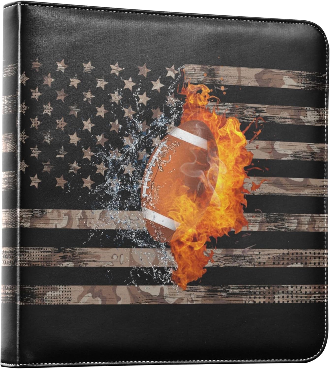 Fisyme Football American Flag Photo Album Self Adhesive DIY Scrapbook Album for 2x3 4x6 5x7 6x8 Pictures 20 Pages Memory Book for Family Wedding