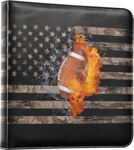 Fisyme Football American Flag Photo Album Self Adhesive DIY Scrapbook Album for 2x3 4x6 5x7 6x8 Pictures 20 Pages Memory Book for Family Wedding