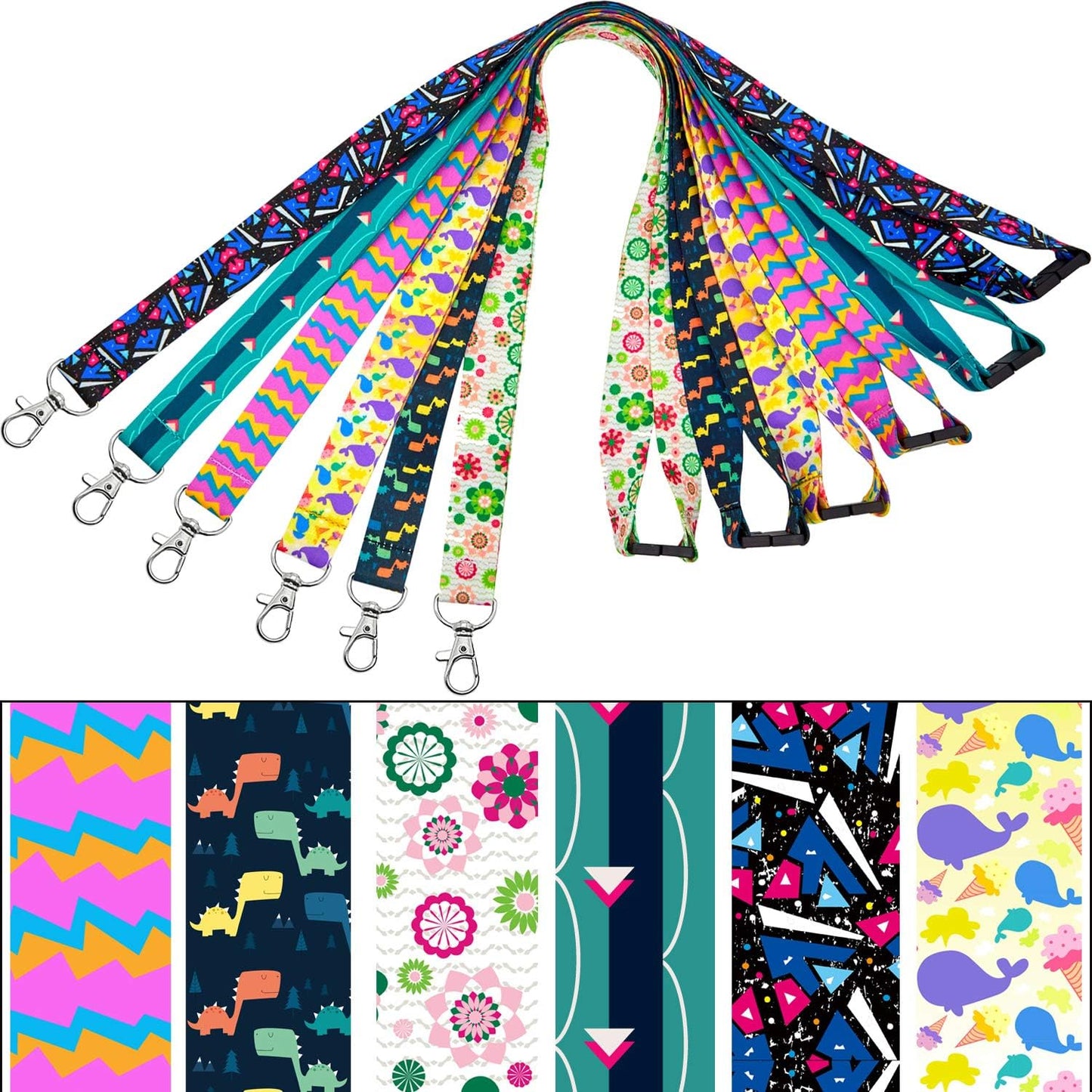 YOUOWO 6 Pack Lanyards with ID Badge Holder Vertical for Cruise Keys Women Kids Ship Card,Breakaway Safety Quick Release Office Neck Safety Lanyard