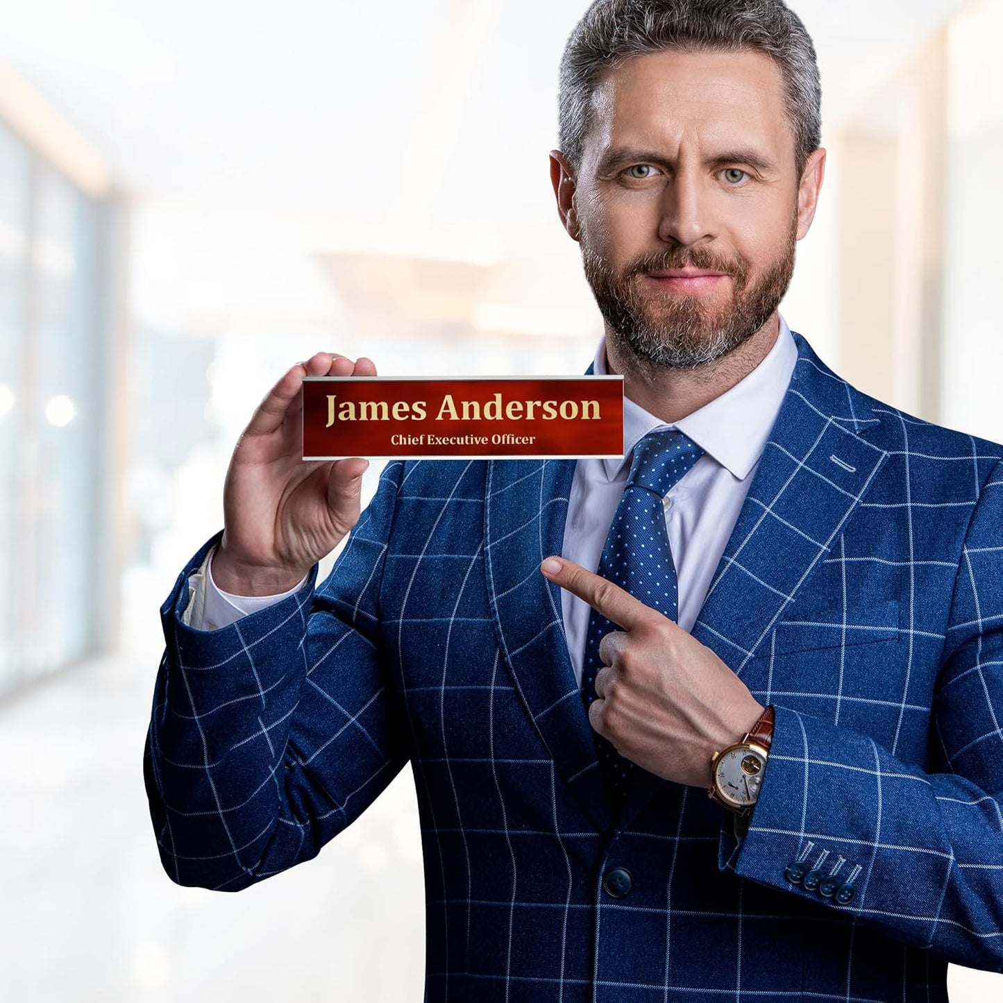 My Sign Center Custom Desk/Wall Name Plate - Personalized, Laser Engraved, 2" x 8", 18 Color Options, Made in USA